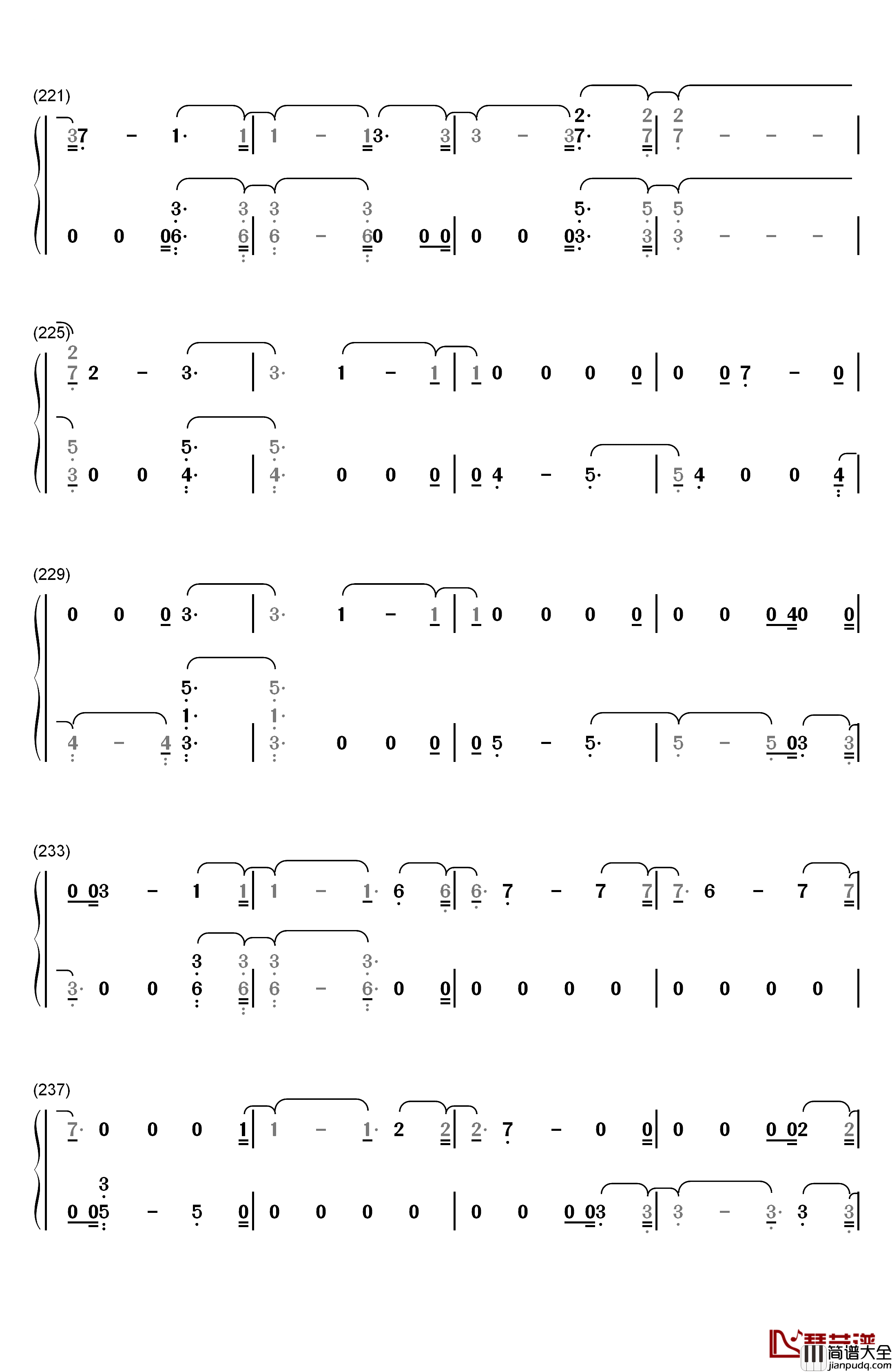 Crystal_Snow钢琴简谱_数字双手_防弹少年团