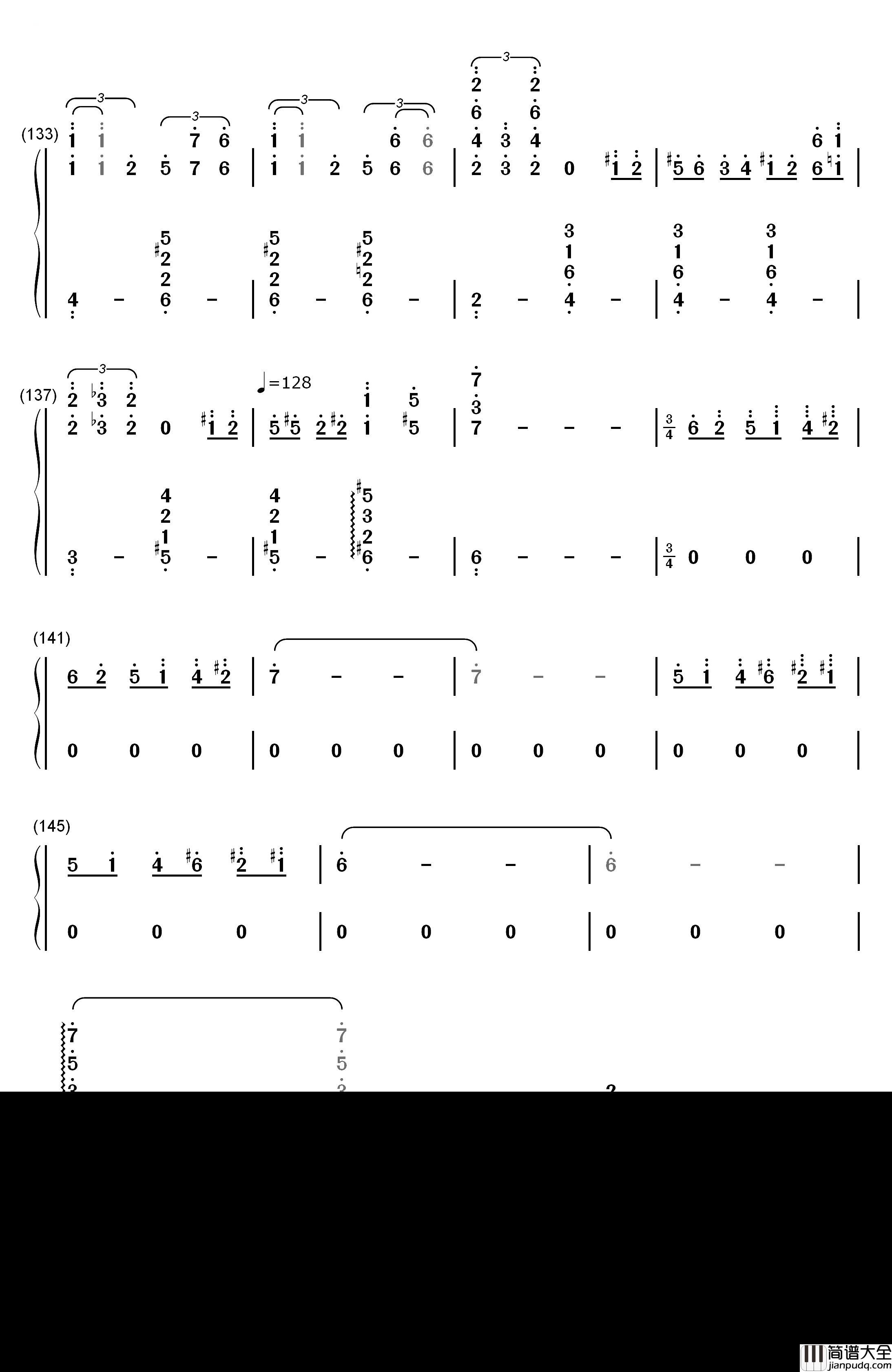 Ballade钢琴简谱_数字双手_久石让