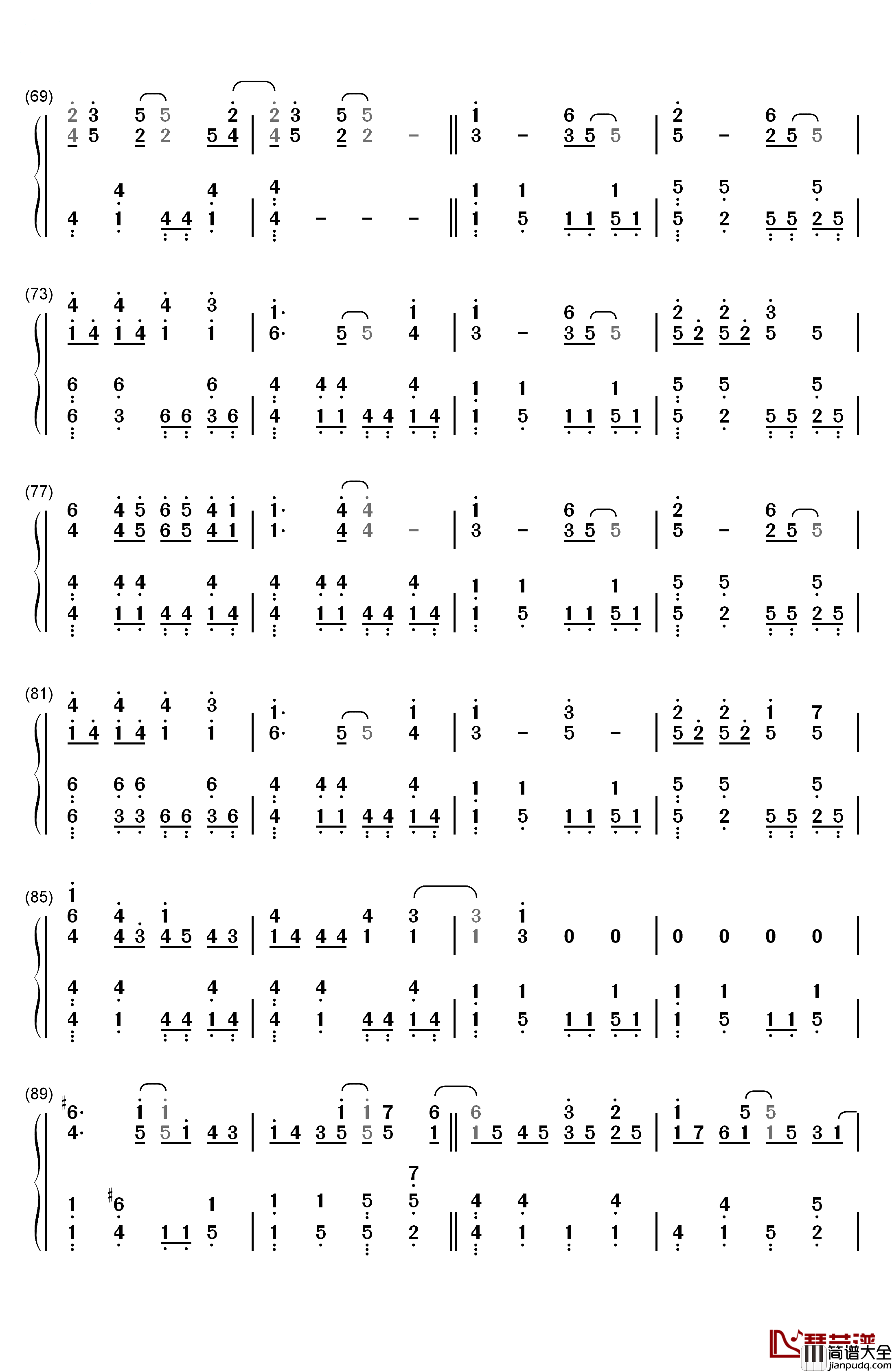 Mean钢琴简谱_数字双手_Taylor_Swift