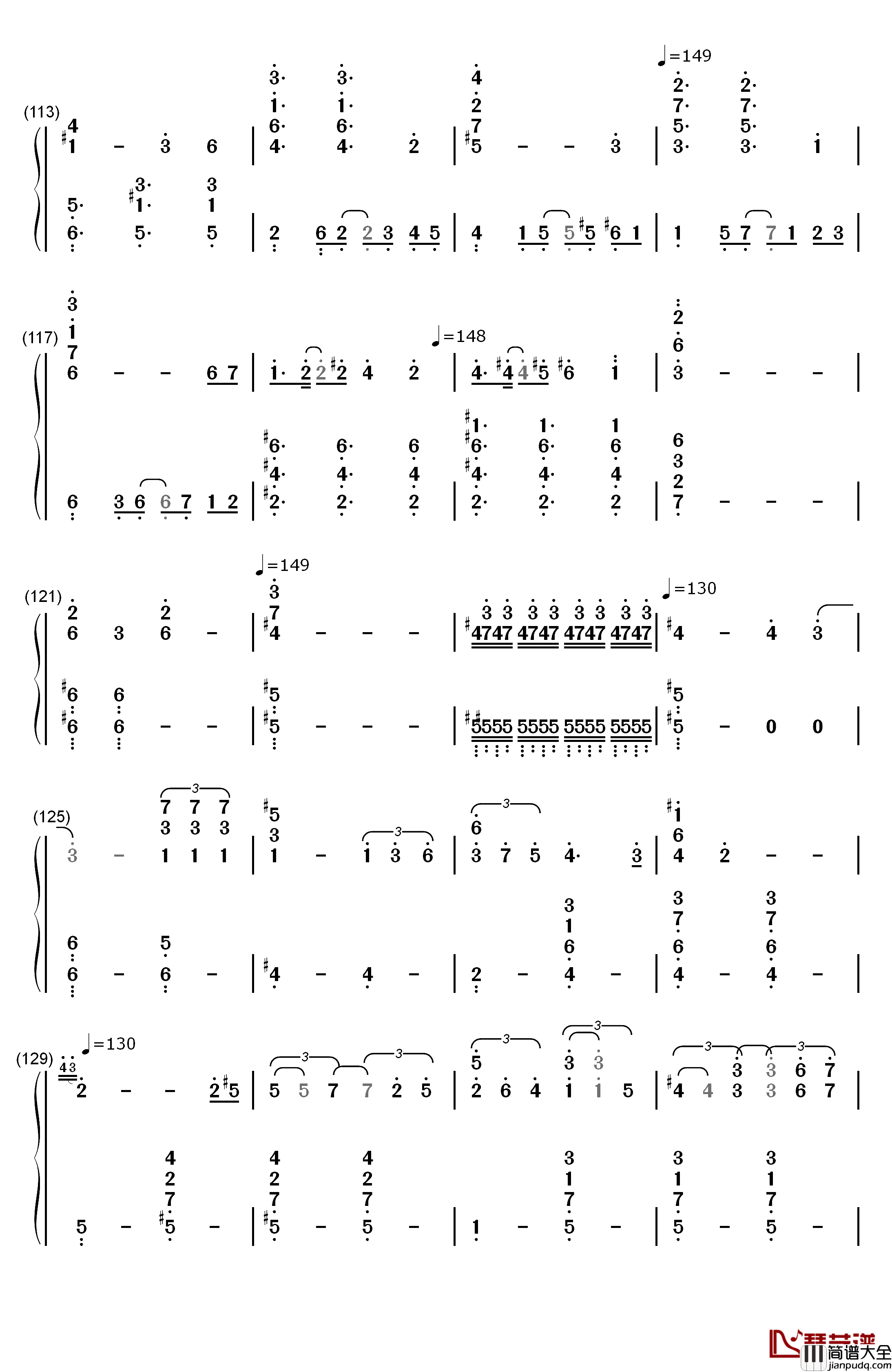 Ballade钢琴简谱_数字双手_久石让