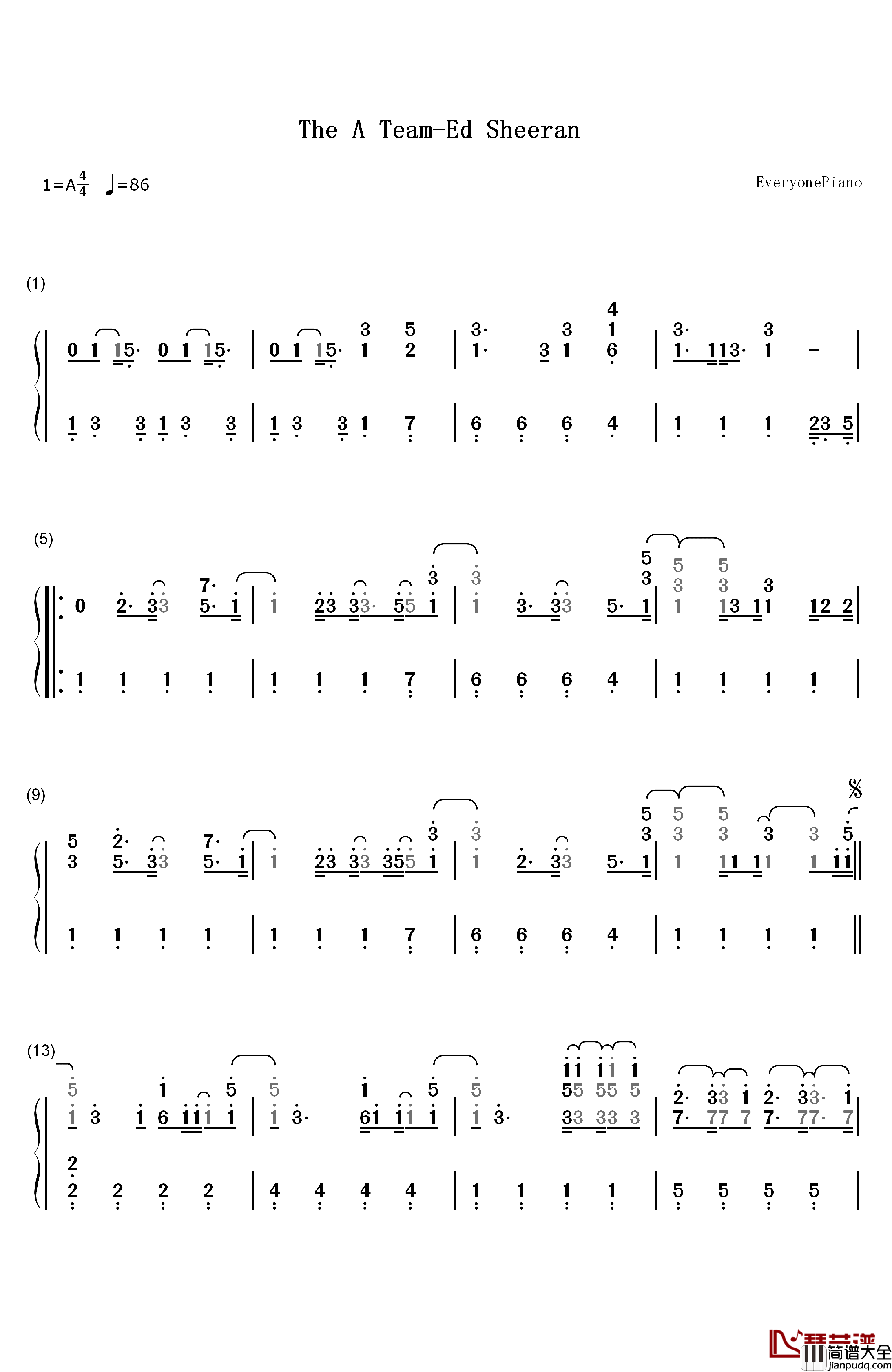 The_A_Team钢琴简谱_数字双手_Ed_Sheeran