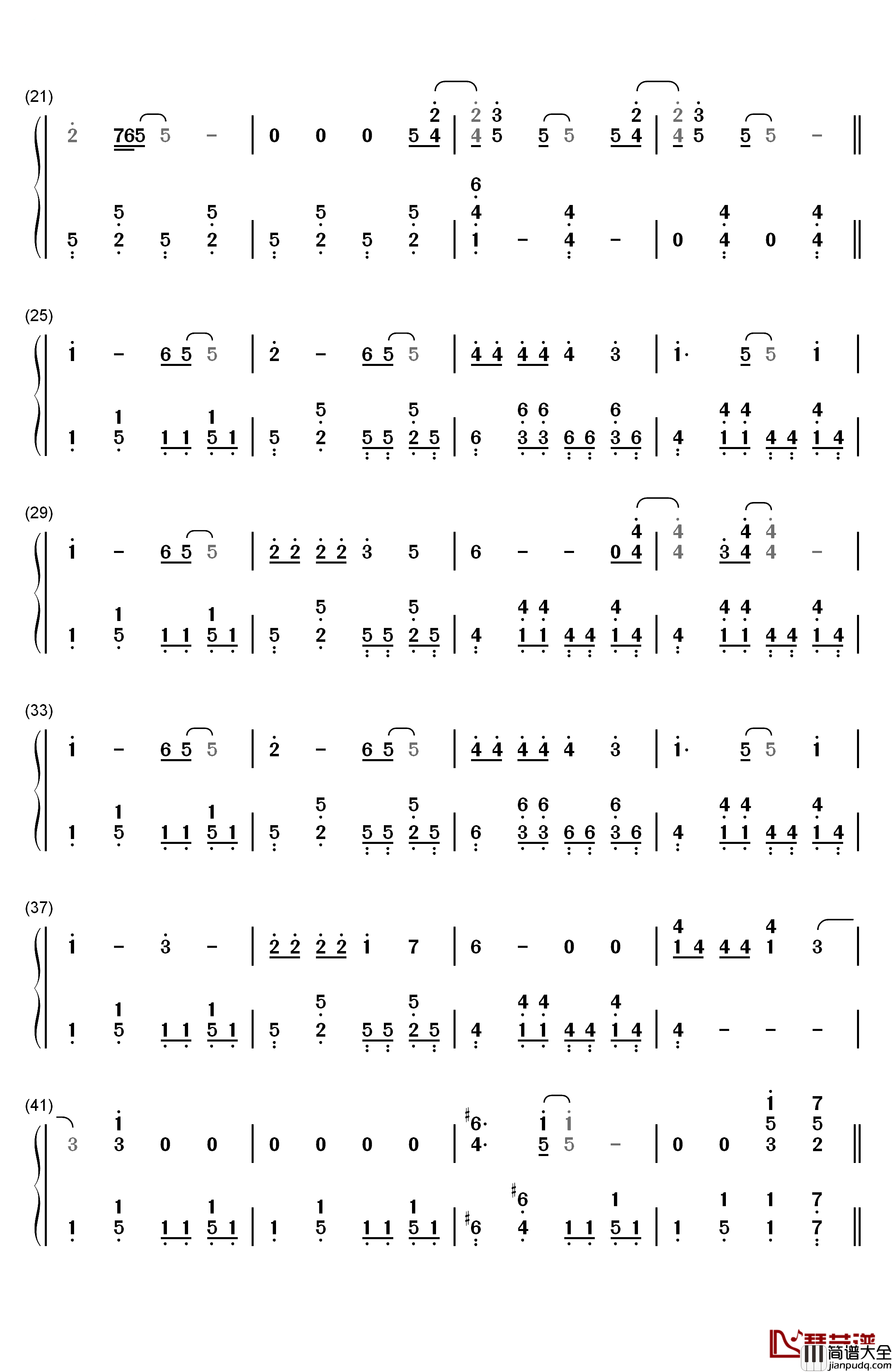 Mean钢琴简谱_数字双手_Taylor_Swift
