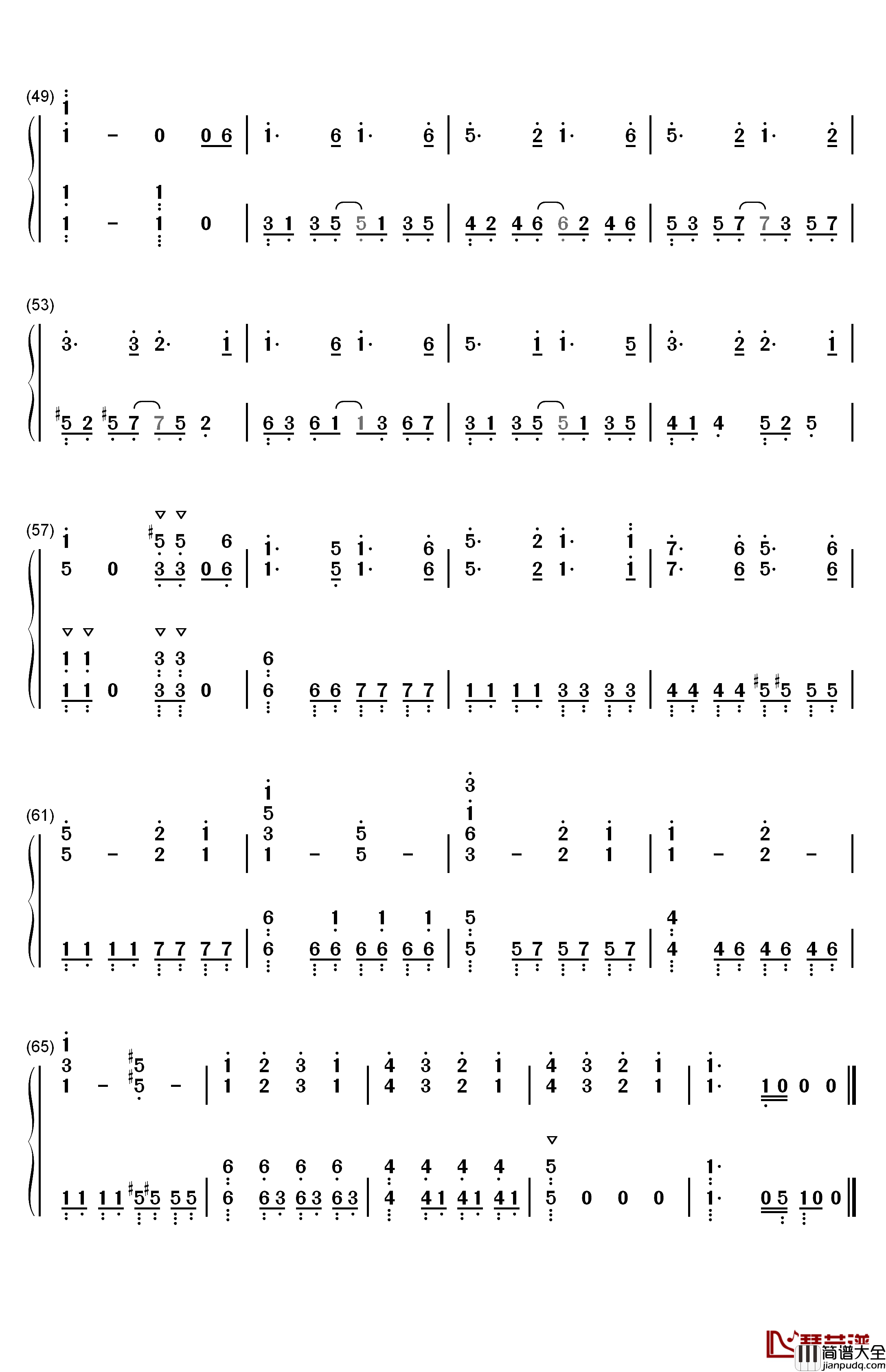 インフェルノ钢琴简谱_数字双手_Mrs._GREEN_APPLE