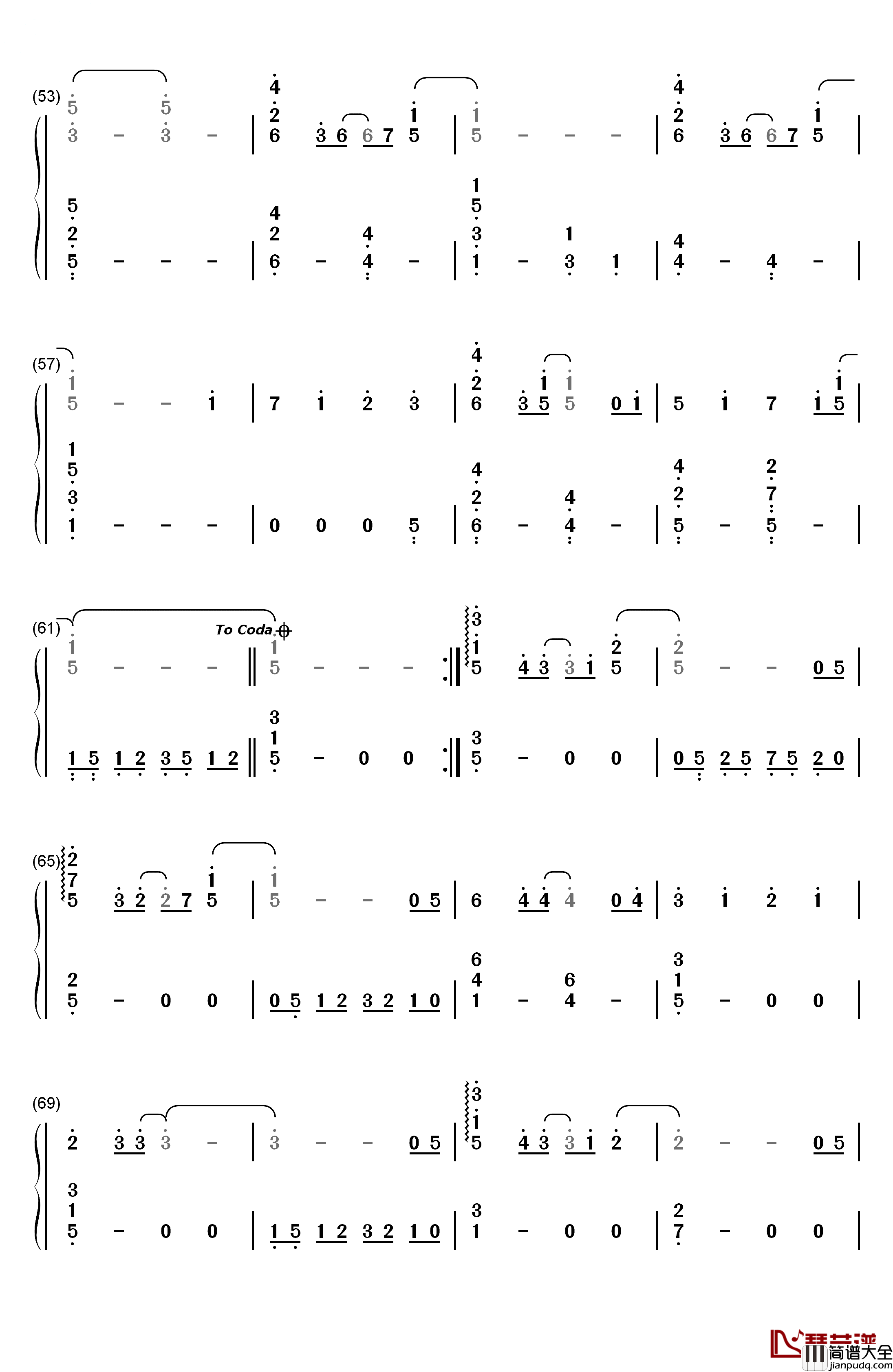 ガーネット钢琴简谱_数字双手_奥华子