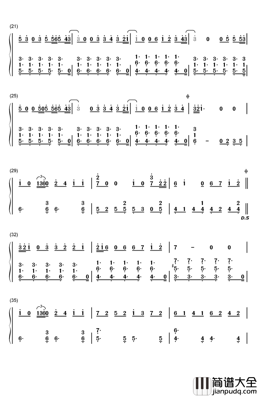 The_Day_You_Went_Away钢琴简谱_数字双手_M2M