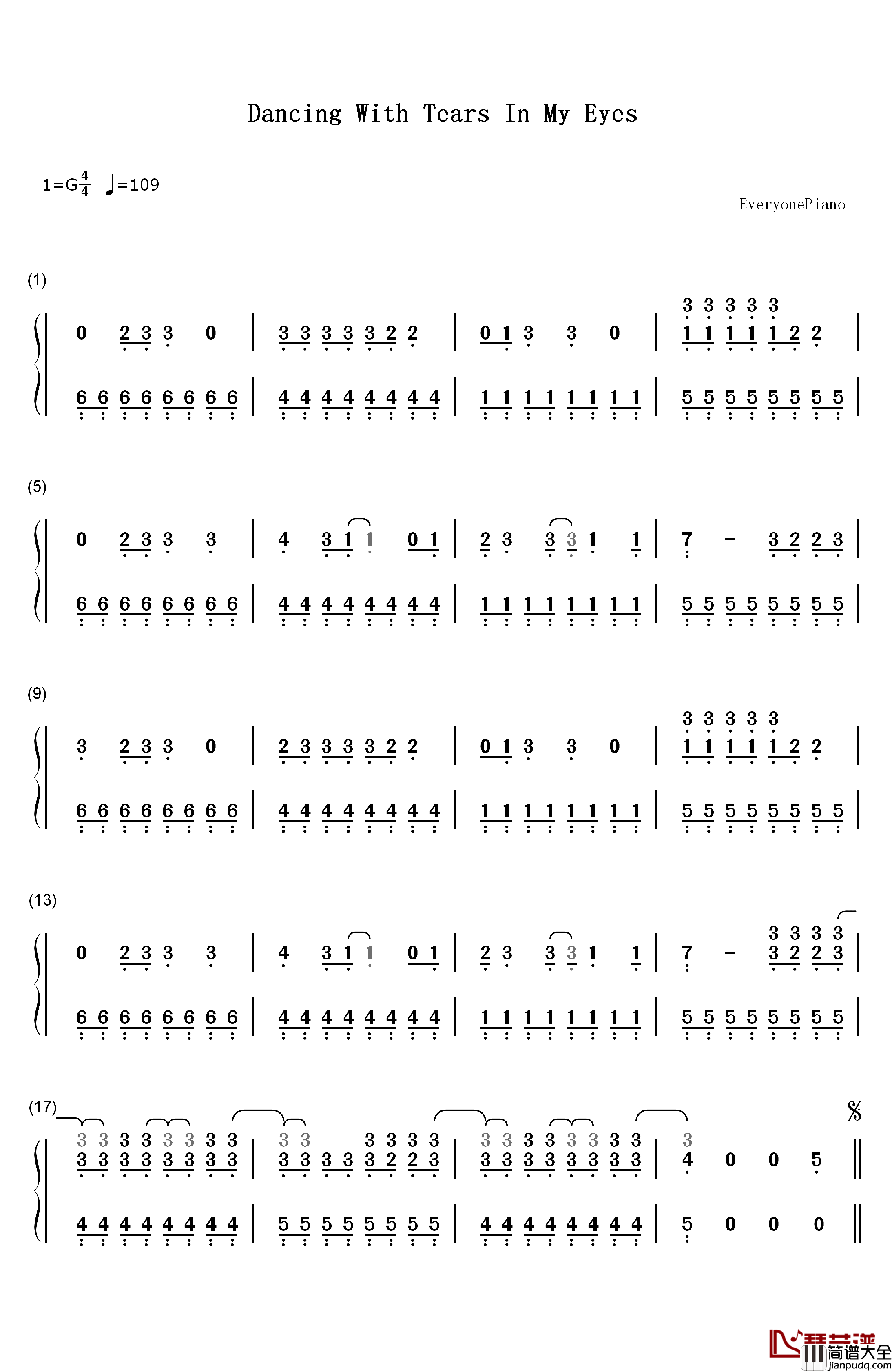 Dancing_With_Tears_In_My_Eyes钢琴简谱_数字双手_Kesha