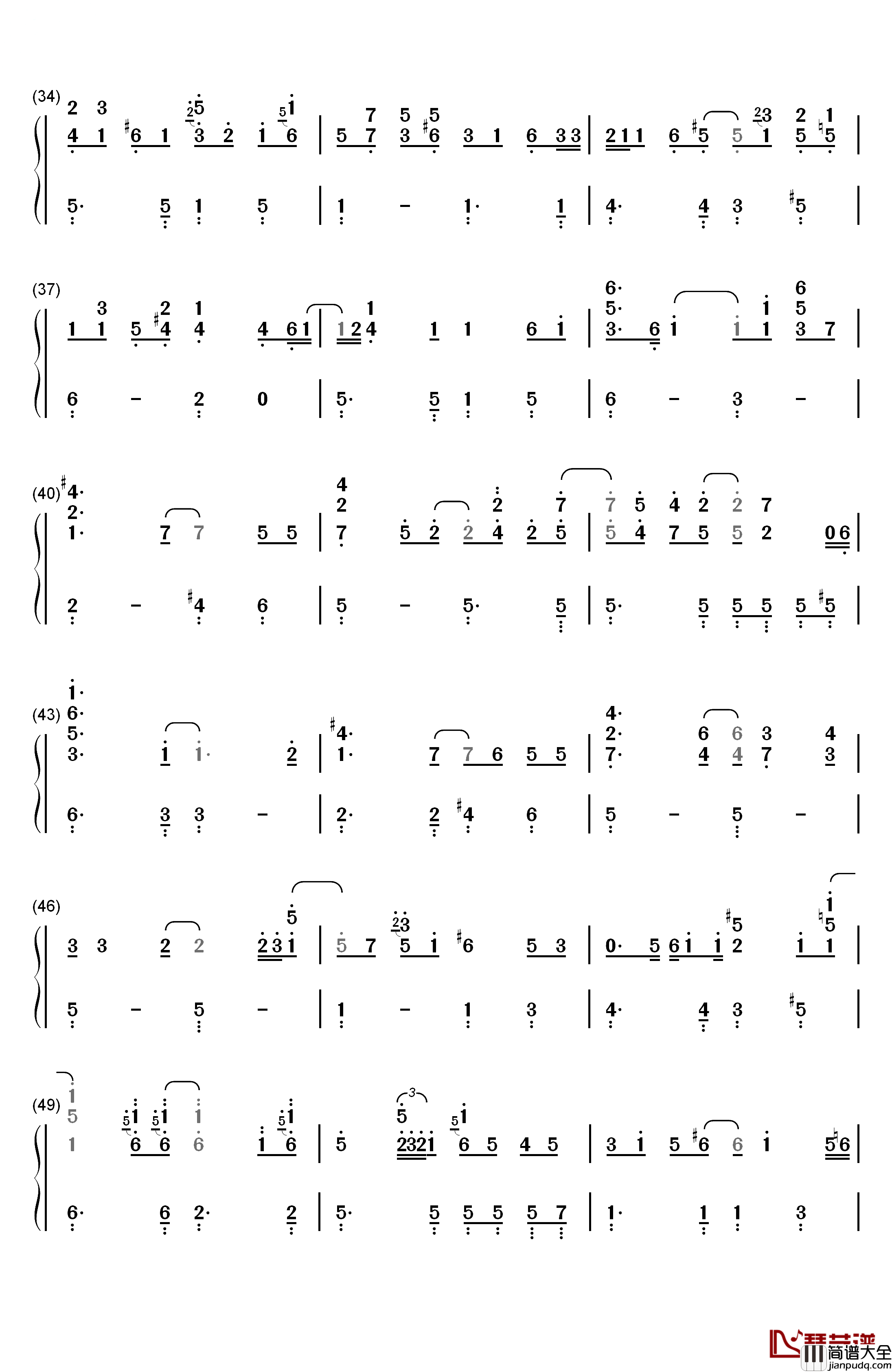 Don't_Know_Why钢琴简谱_数字双手_Norah_Jones _诺拉·琼斯
