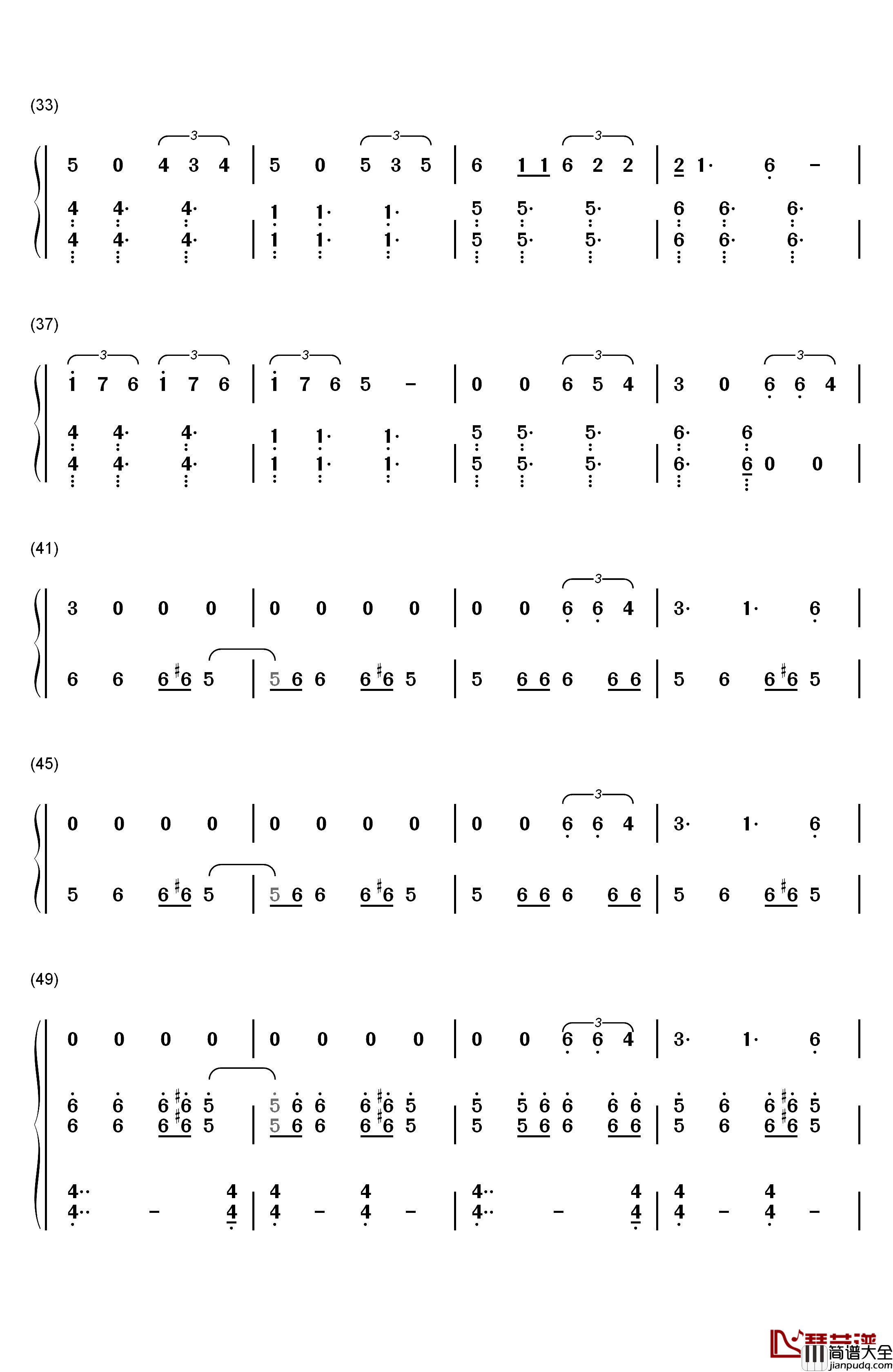 Dont_Let_Me_Down(三声部)钢琴简谱_数字双手_The_Chainsmokers