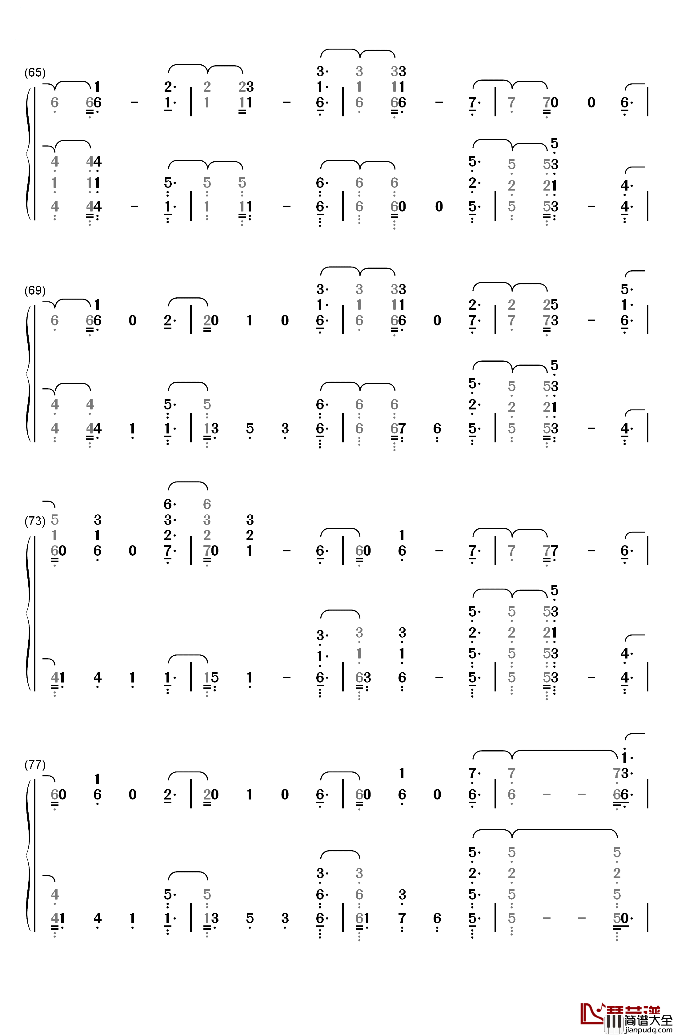 Ashes钢琴简谱_数字双手_Céline_Dion