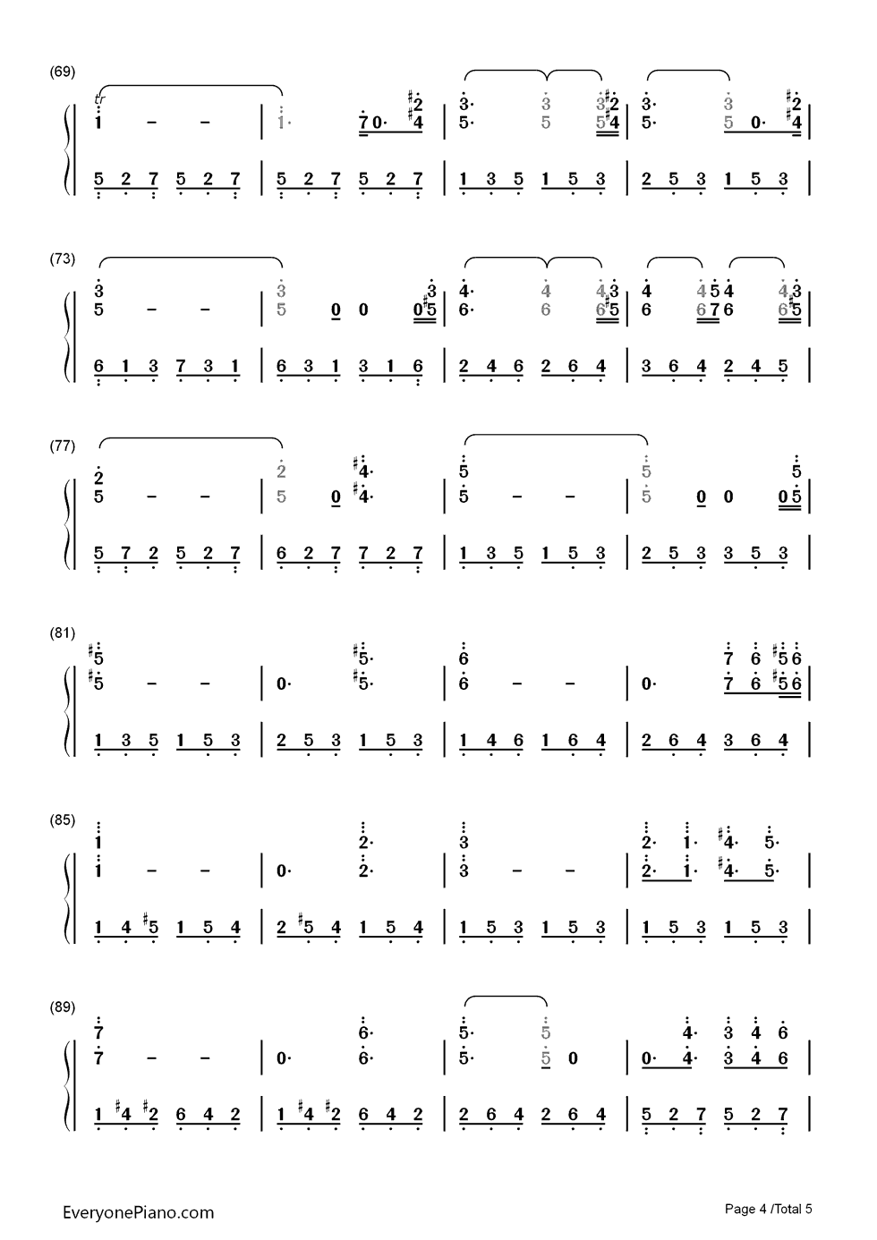 克劳汀幻想曲钢琴简谱_数字双手_马克西姆