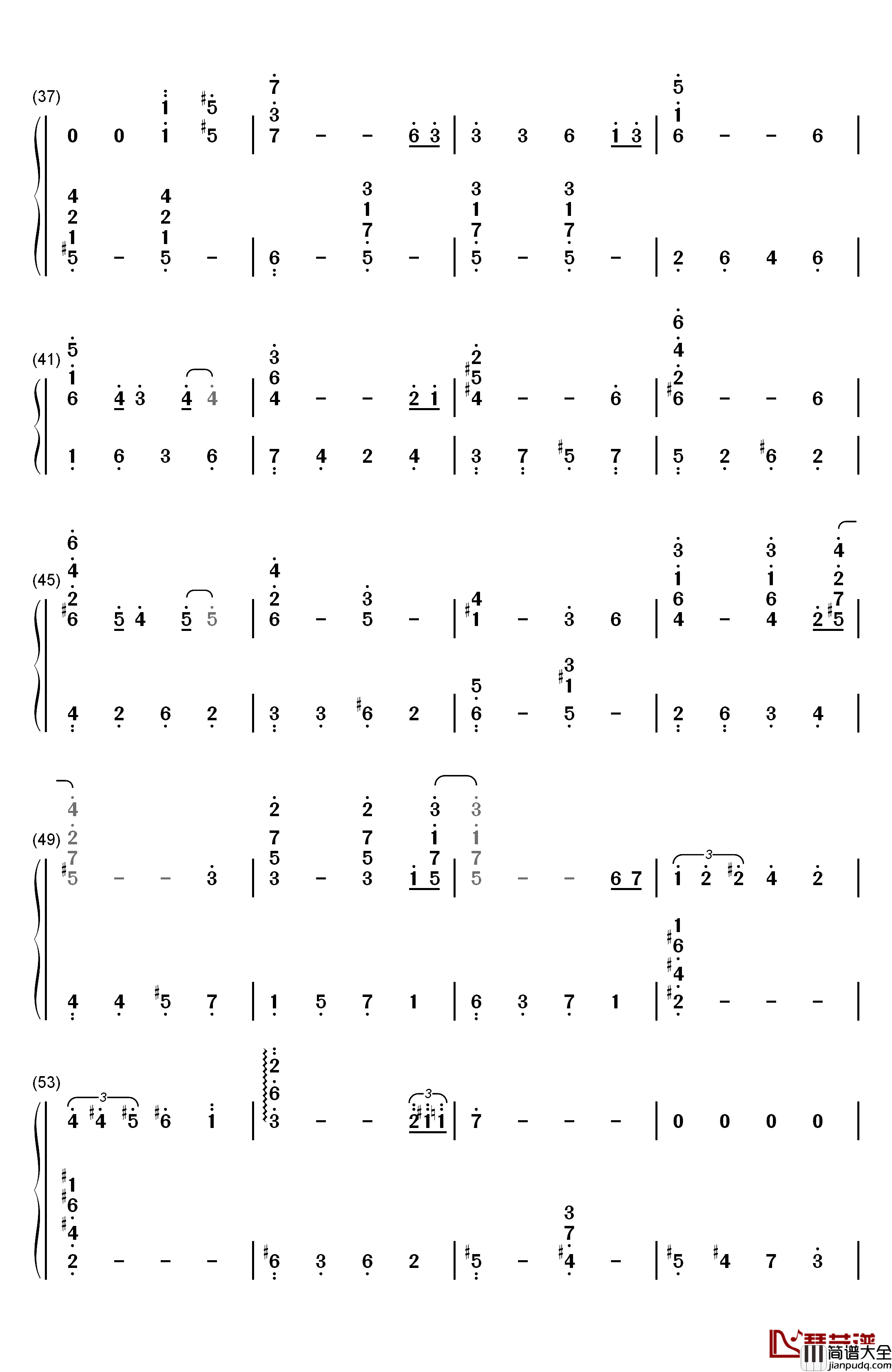 Ballade钢琴简谱_数字双手_久石让