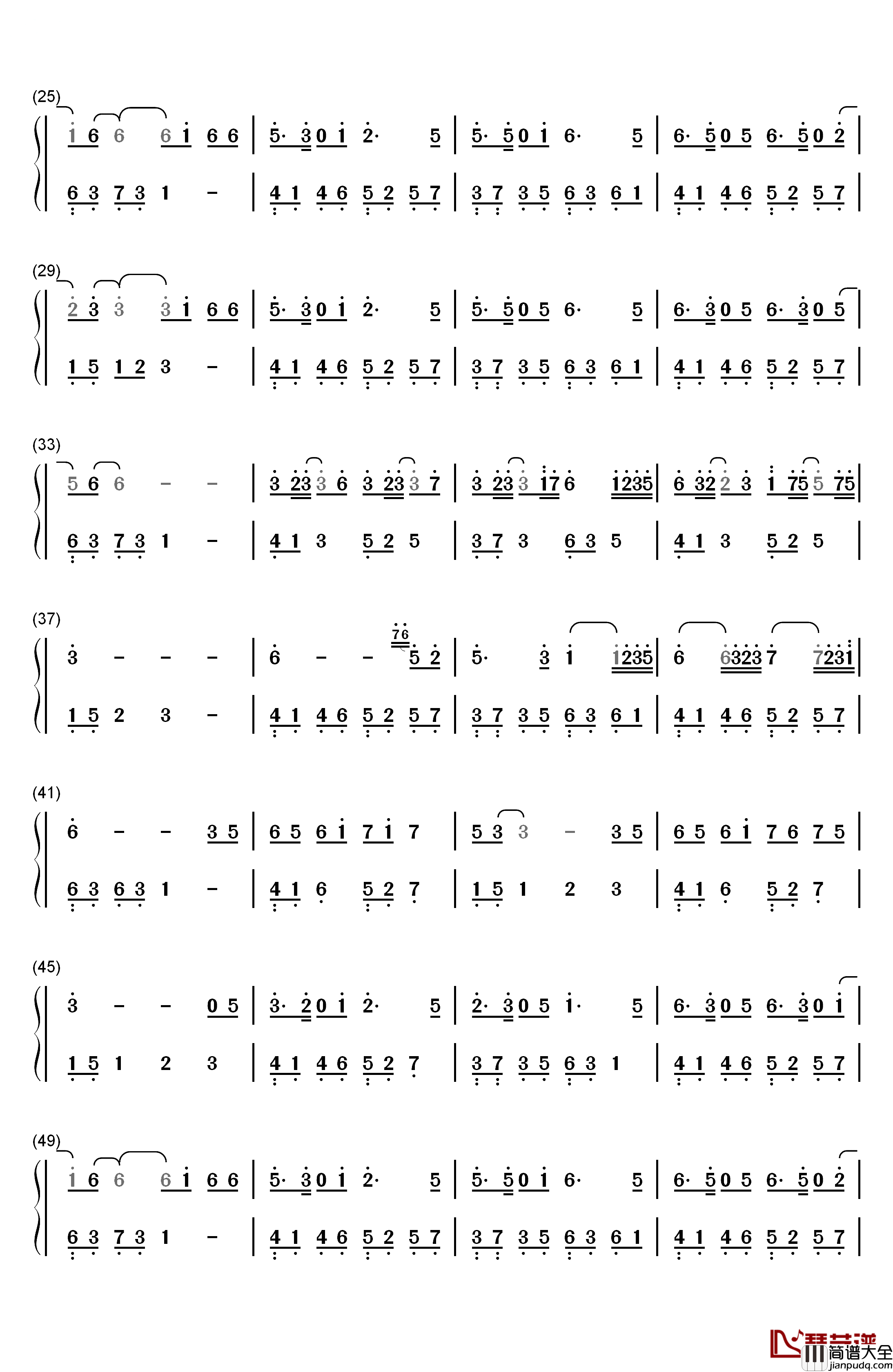 离人愁钢琴简谱_数字双手_李袁杰