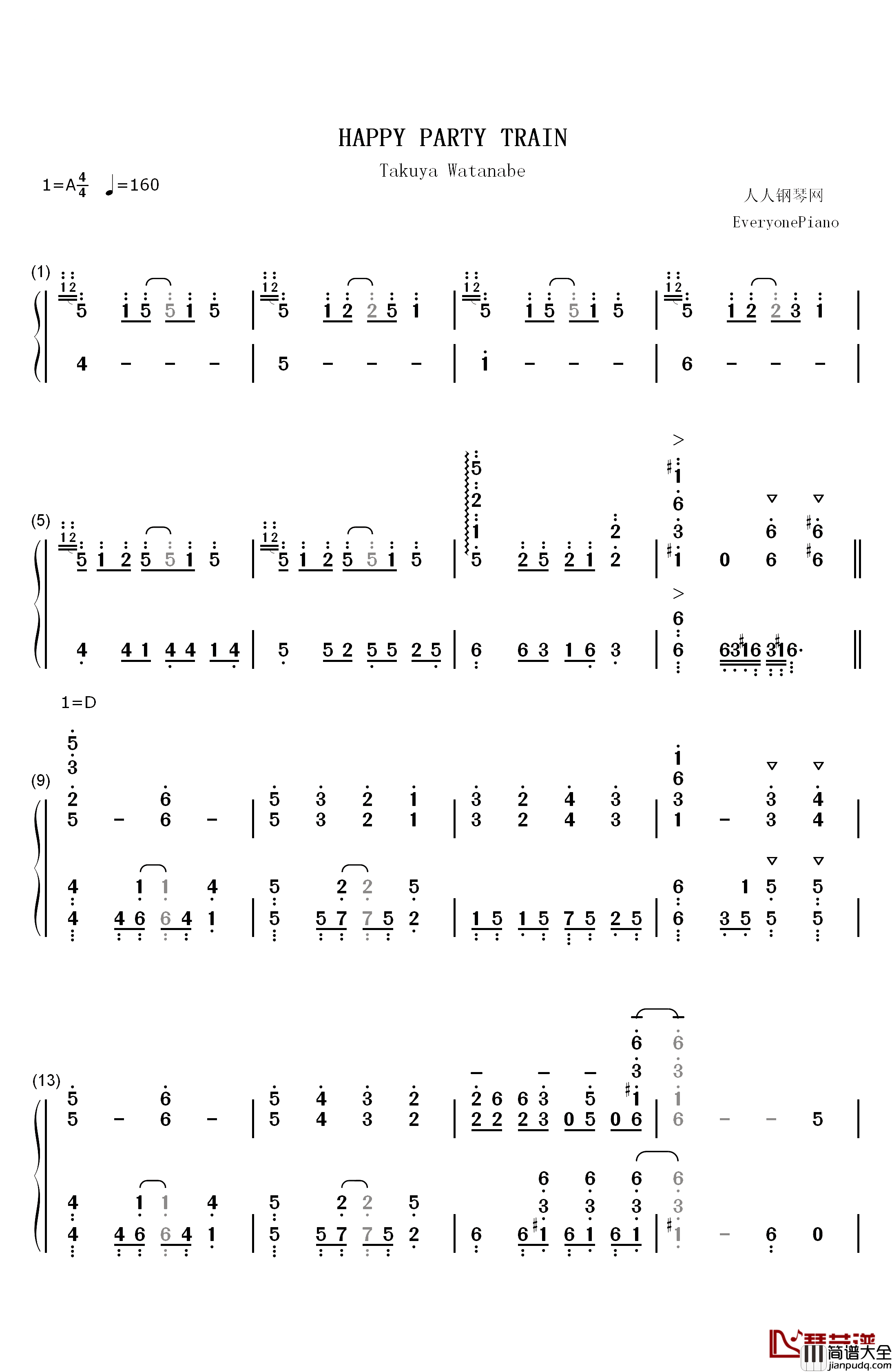 HAPPY_PARTY_TRAIN钢琴简谱_数字双手_Aqours