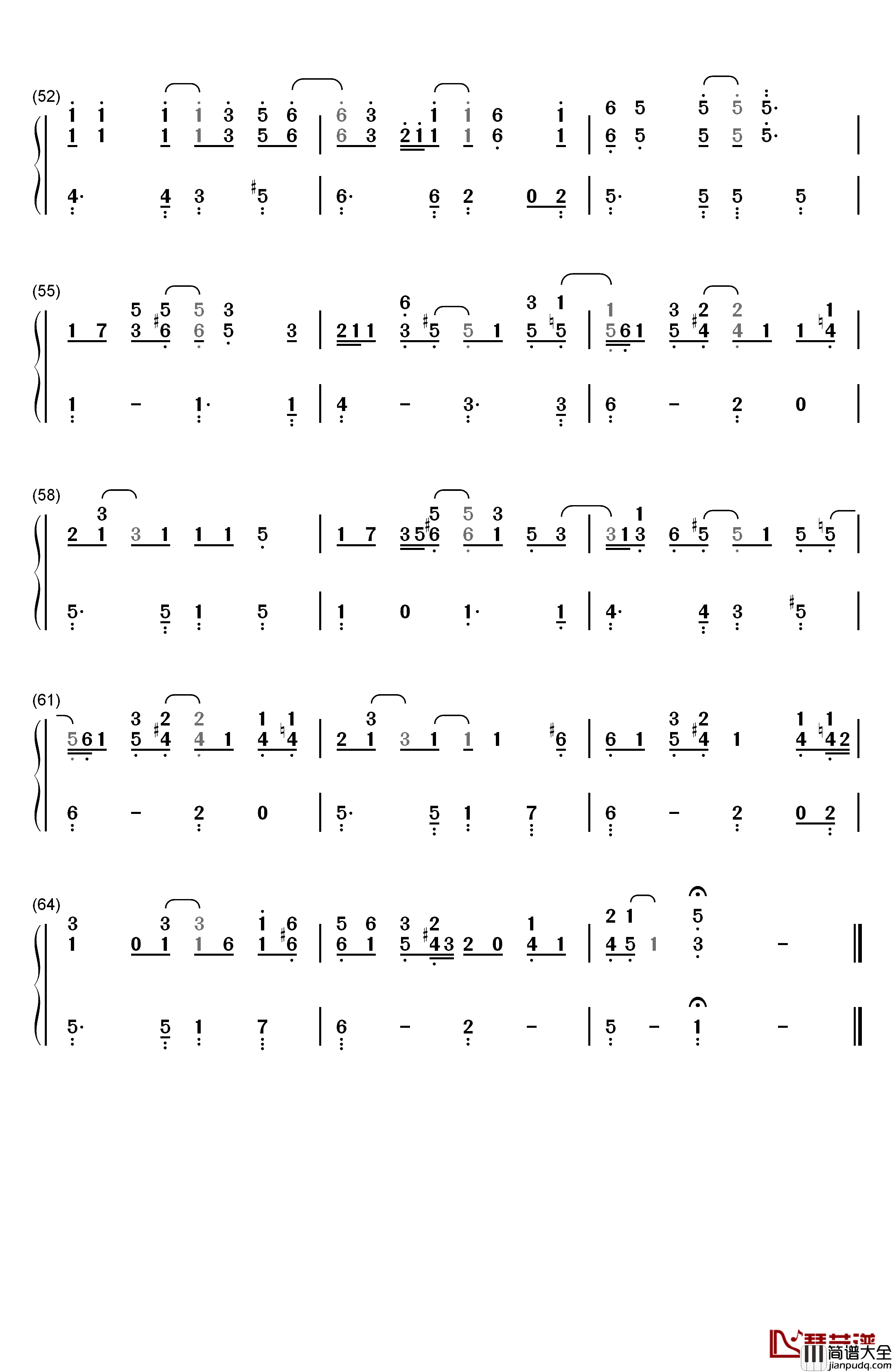 Don't_Know_Why钢琴简谱_数字双手_Norah_Jones _诺拉·琼斯