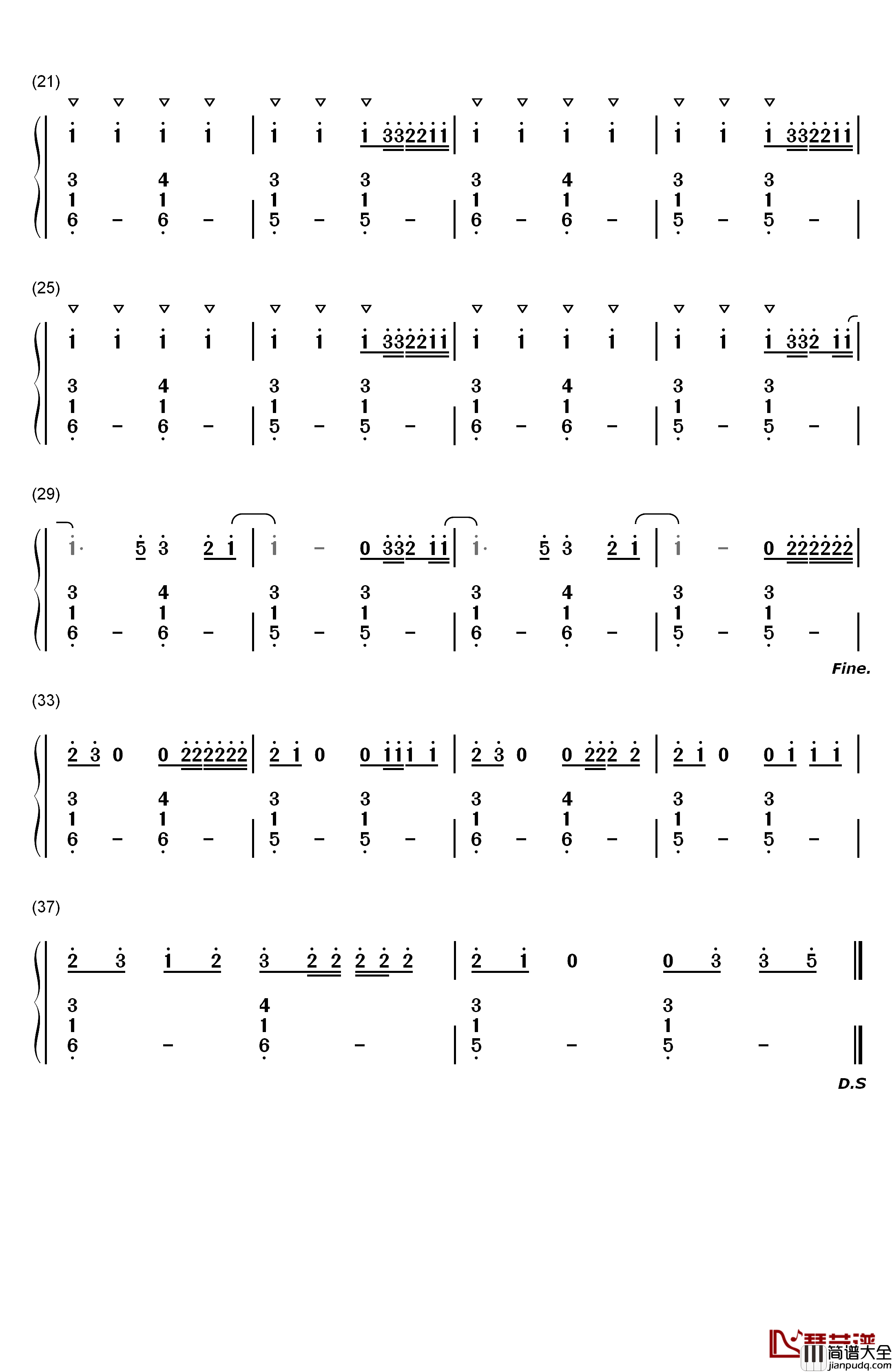 Work_From_Home钢琴简谱_数字双手_Fifth_Harmony