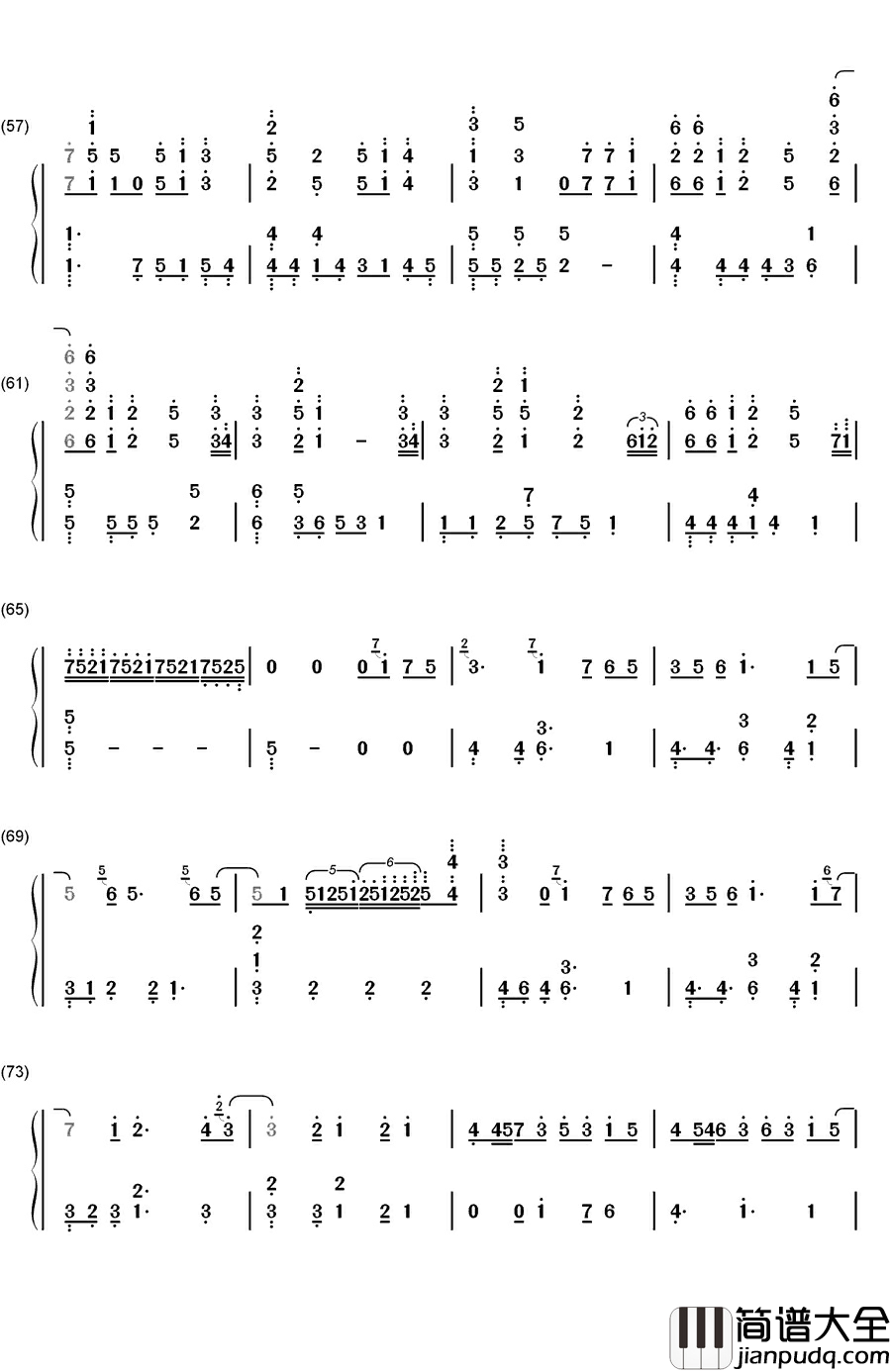 ダイバー钢琴简谱_数字双手_KANA_BOON