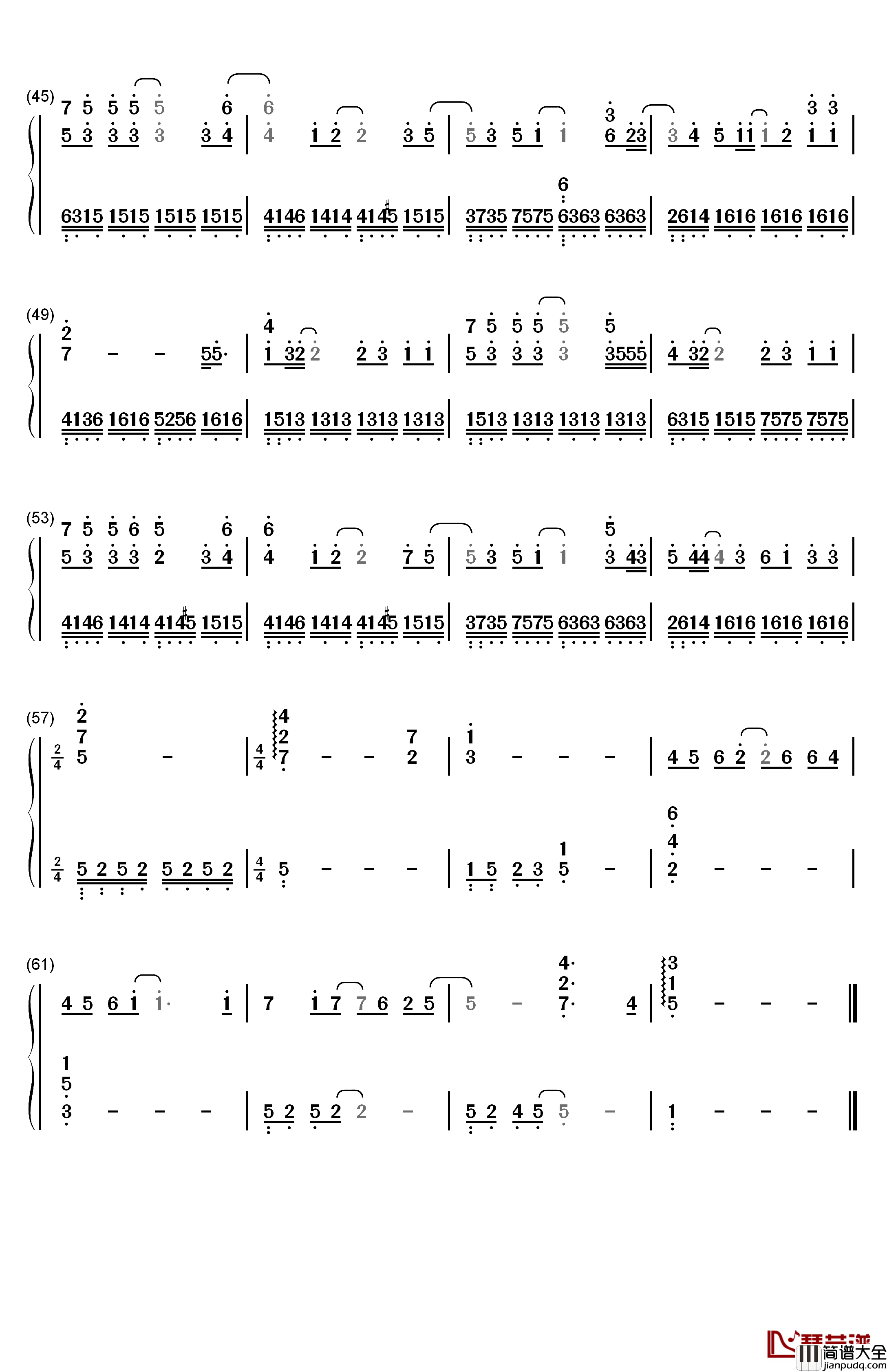 真的傻钢琴简谱_数字双手_徐佳莹