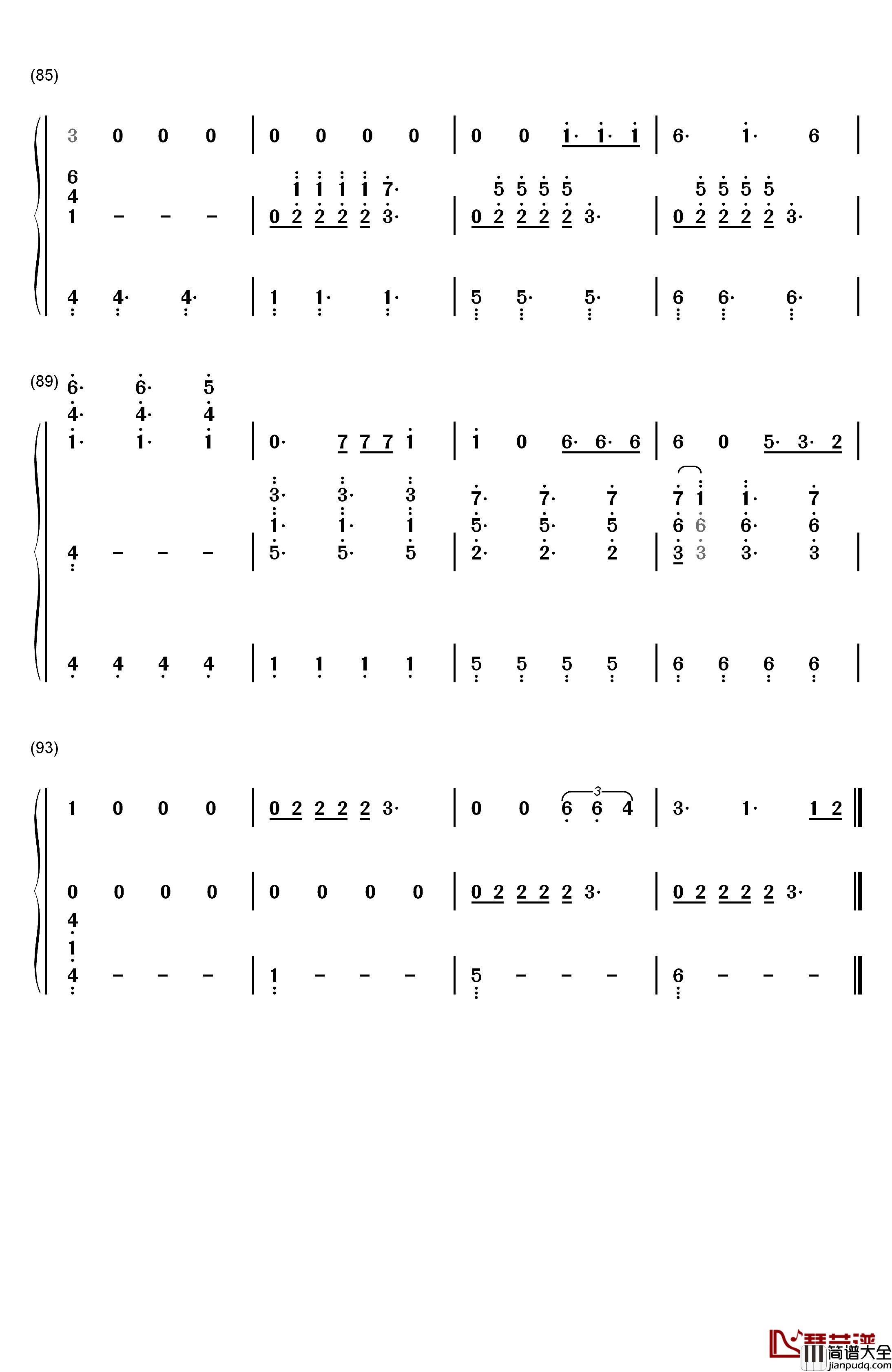 Dont_Let_Me_Down(三声部)钢琴简谱_数字双手_The_Chainsmokers