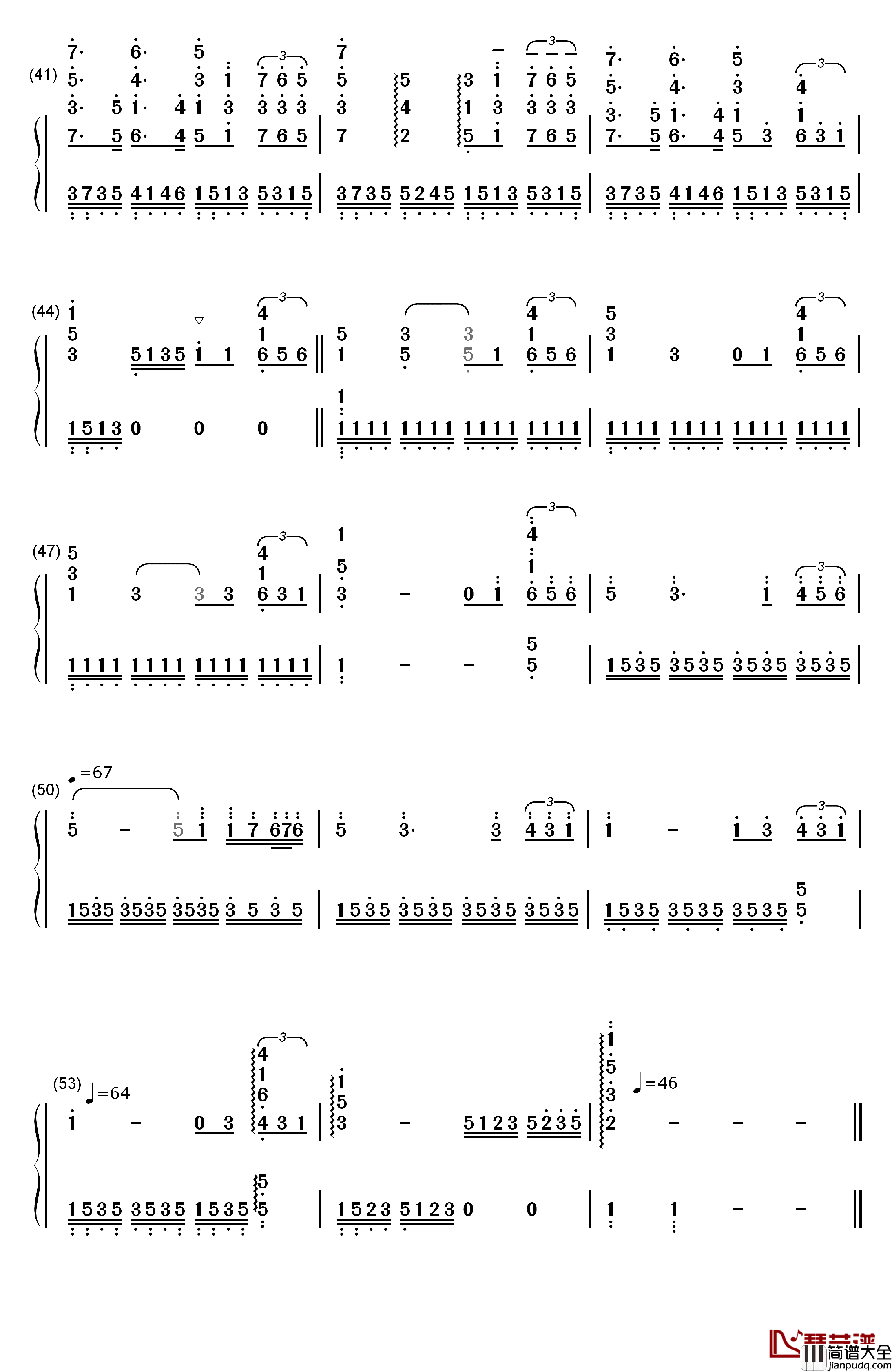 火的战车钢琴简谱_数字双手_Vangelis