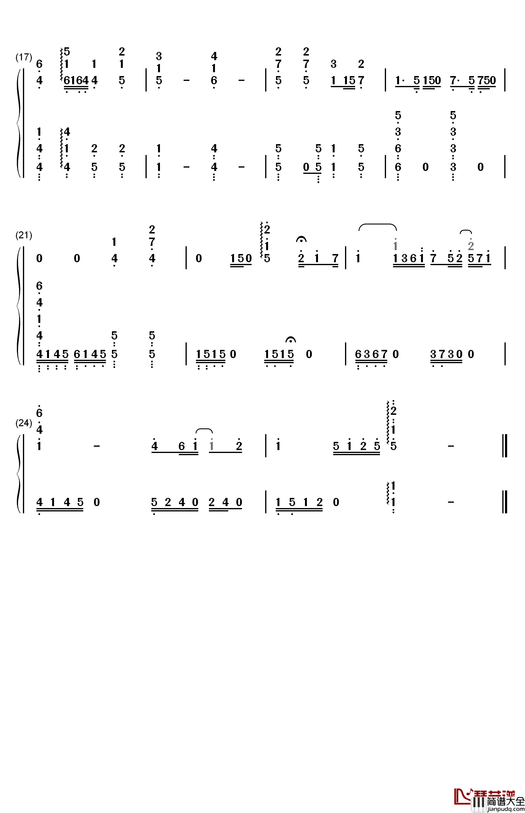爱笑的眼睛钢琴简谱_数字双手_林俊杰