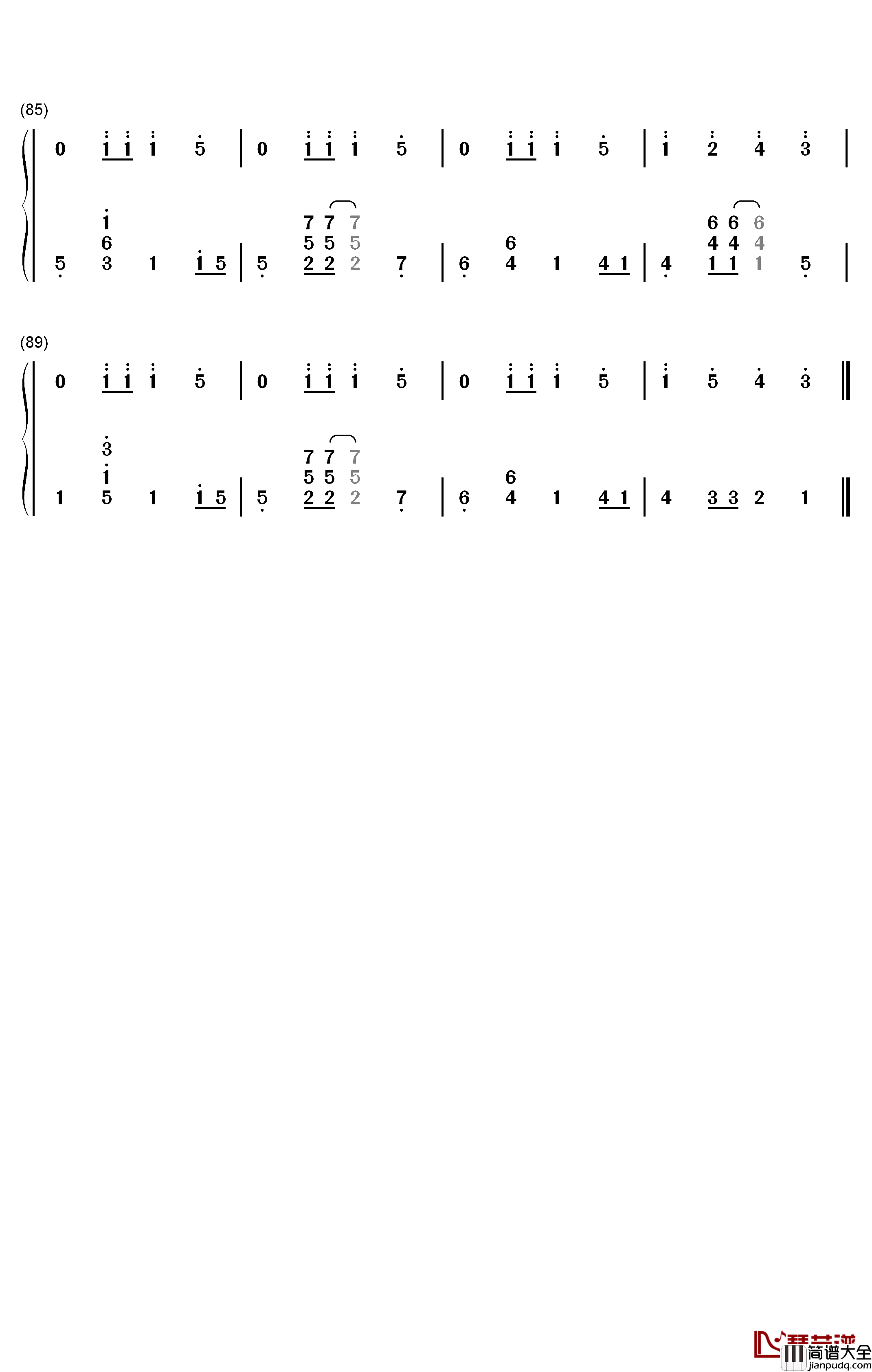 我的朋友钢琴简谱_数字双手_TFBOYS