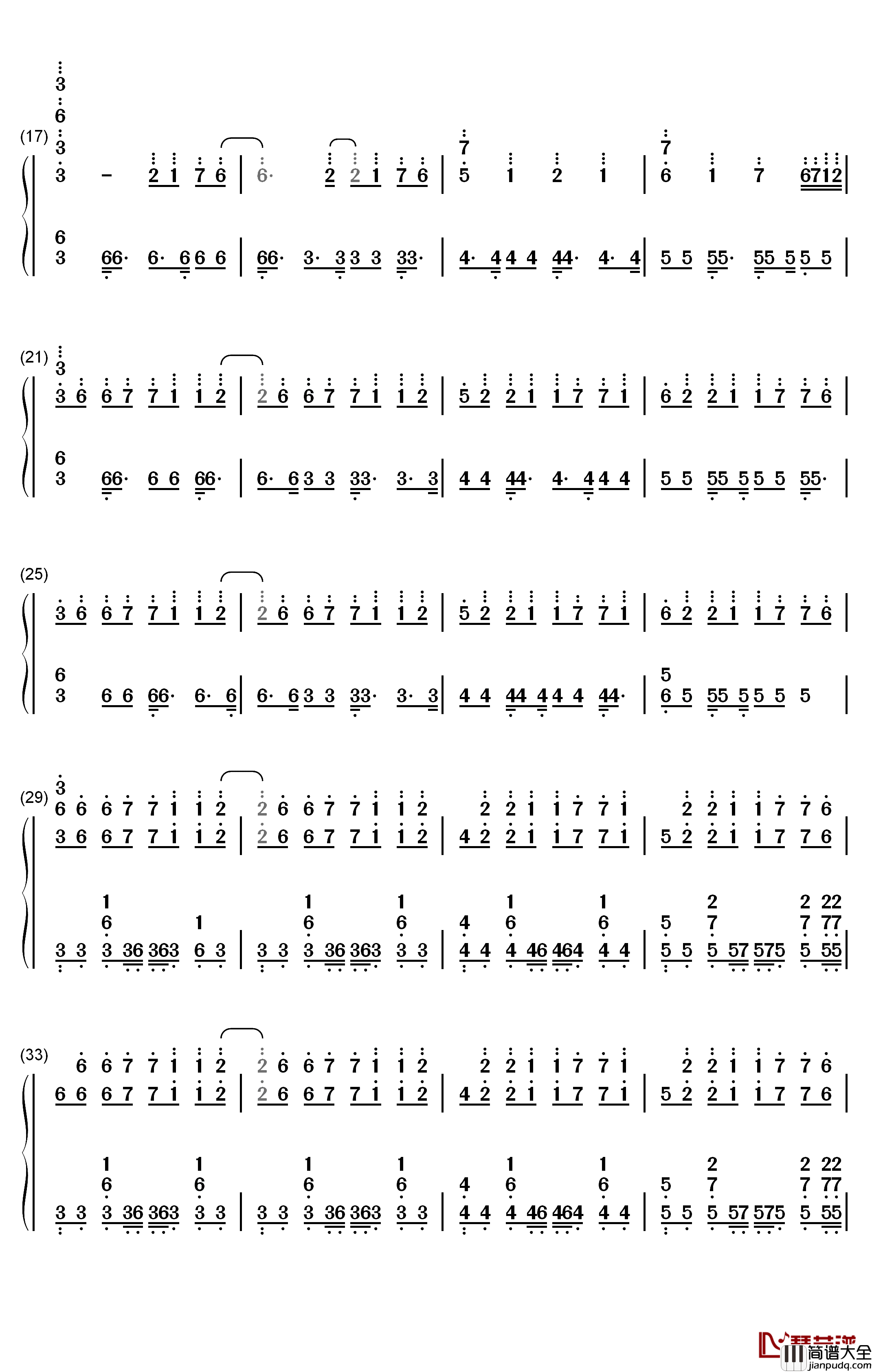 Time_Back钢琴简谱_数字双手_Bad_Style