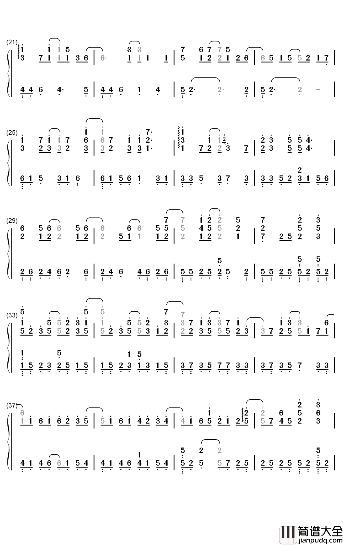 冰天雪地简谱_何宣林歌曲_数字双手曲谱