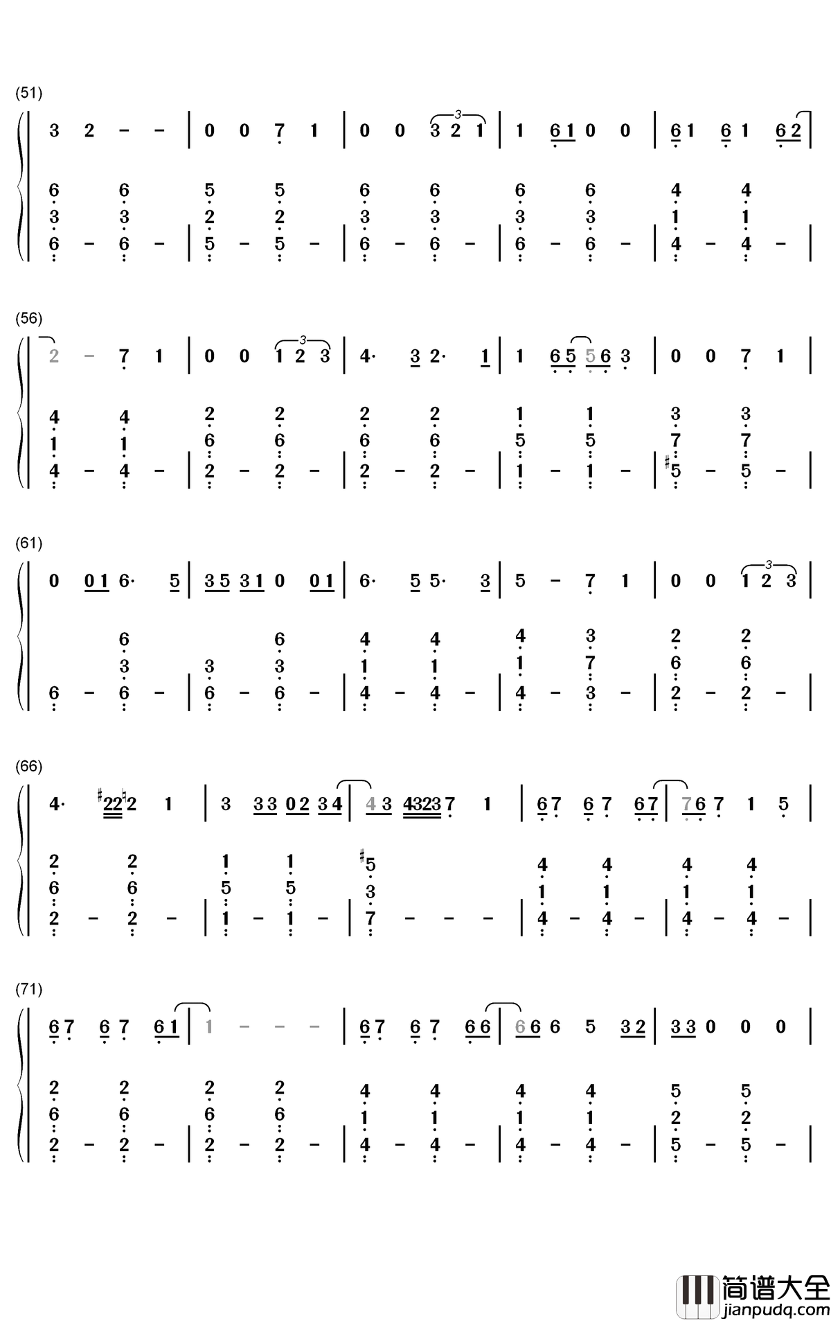 Never_Worn_White钢琴简谱_Katy_Perry歌曲_数字双手曲谱