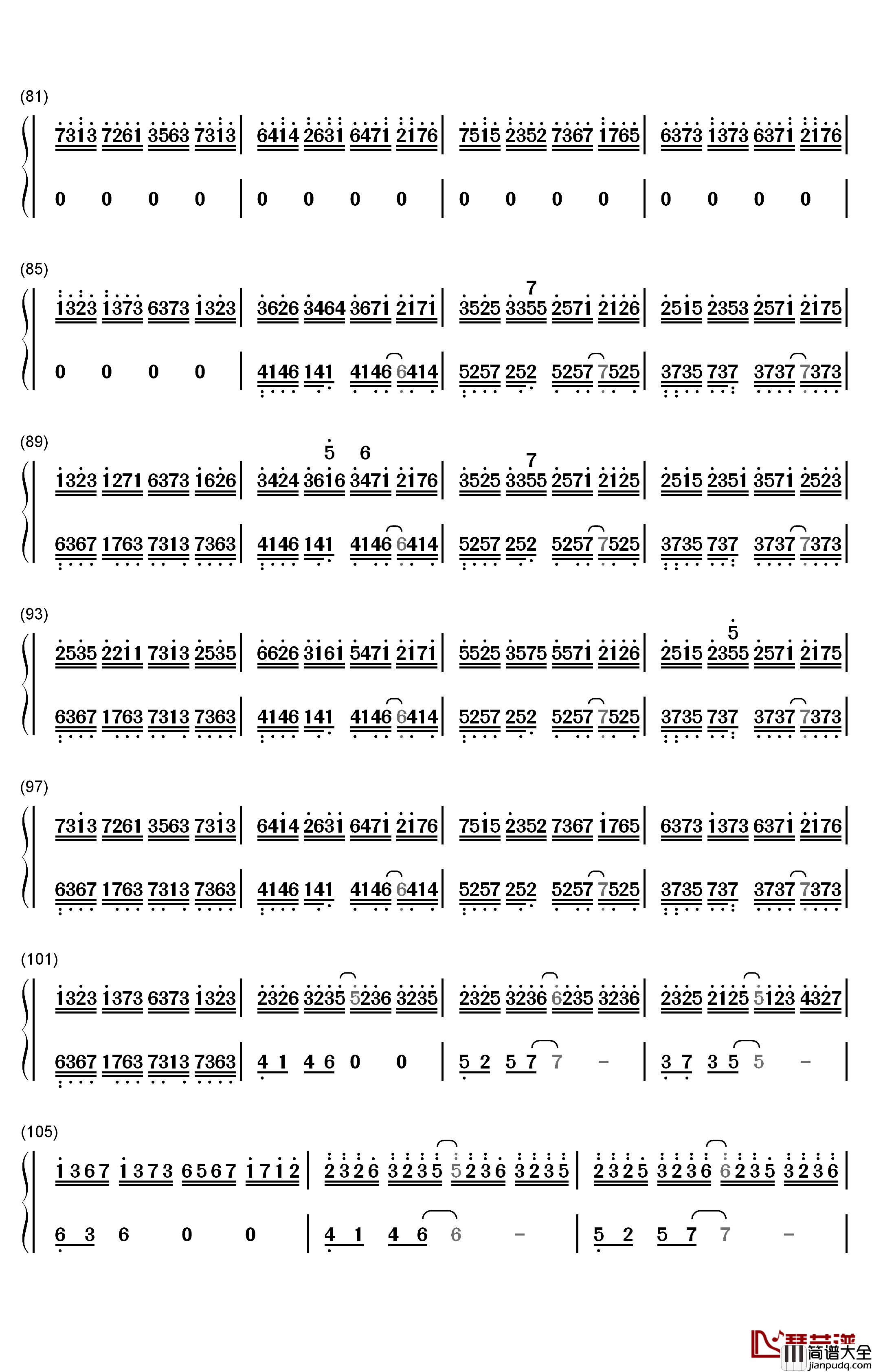 Somnambulating钢琴简谱_数字双手_羽肿