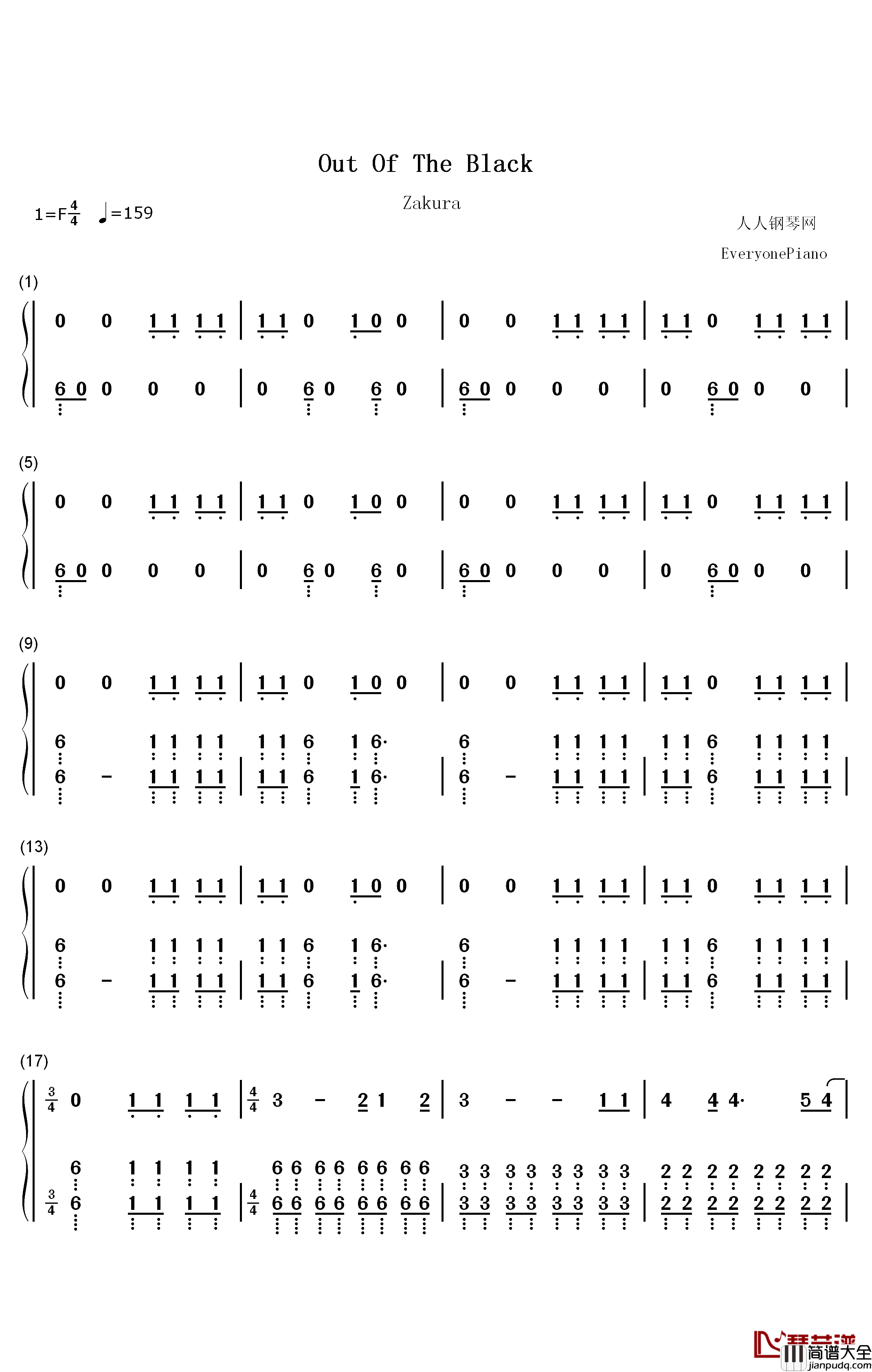 Out_of_the_Black钢琴简谱_数字双手_Royal_Blood