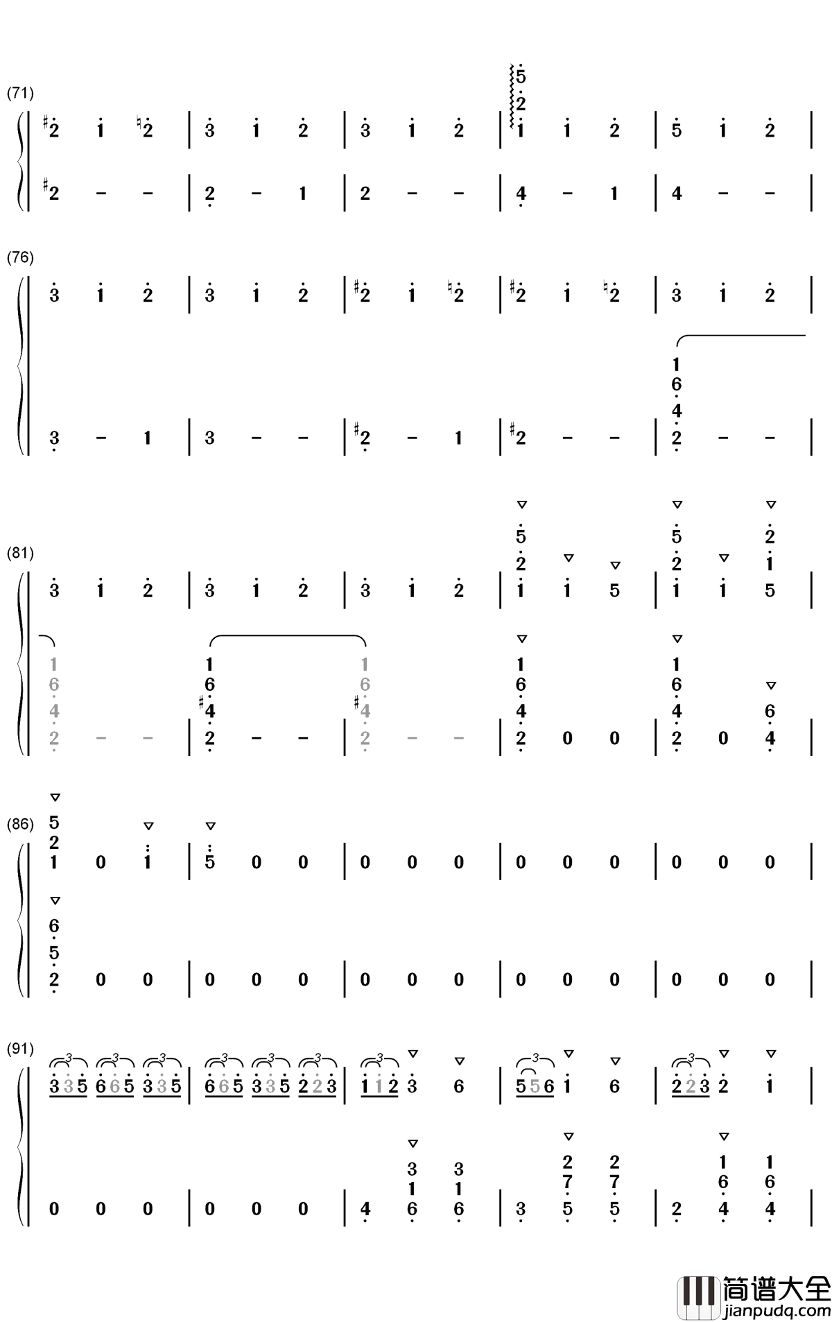 御宅访问钢琴简谱_数字双手_RADWIMPS