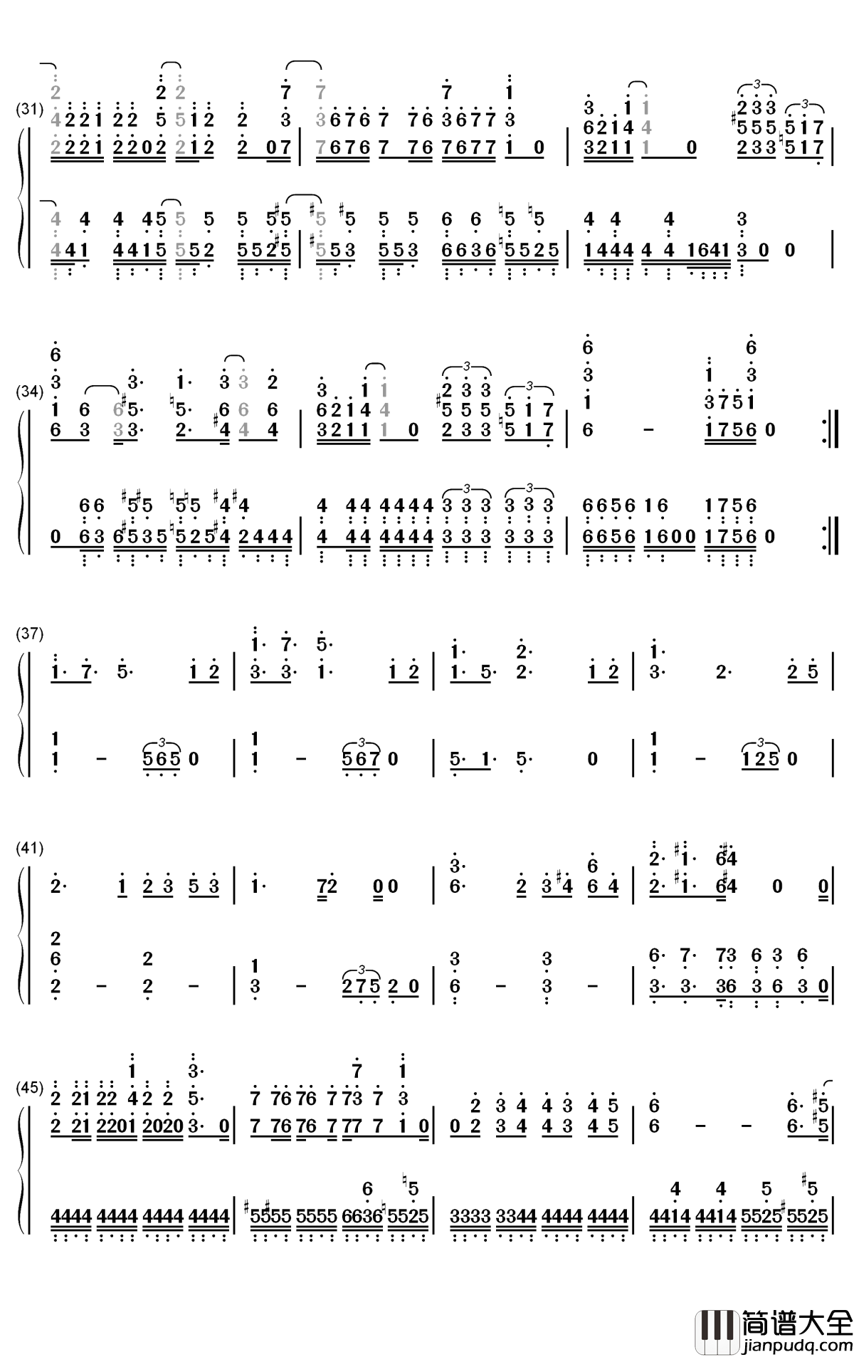 BRAVE_JEWEL钢琴简谱_数字双手_Roselia