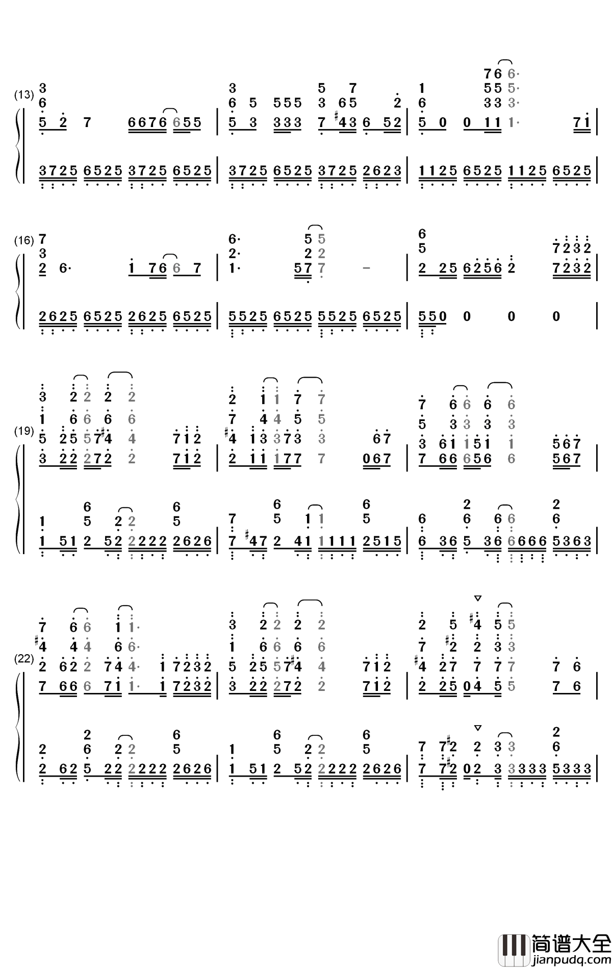 Refrain钢琴简谱_数字双手_Aimer
