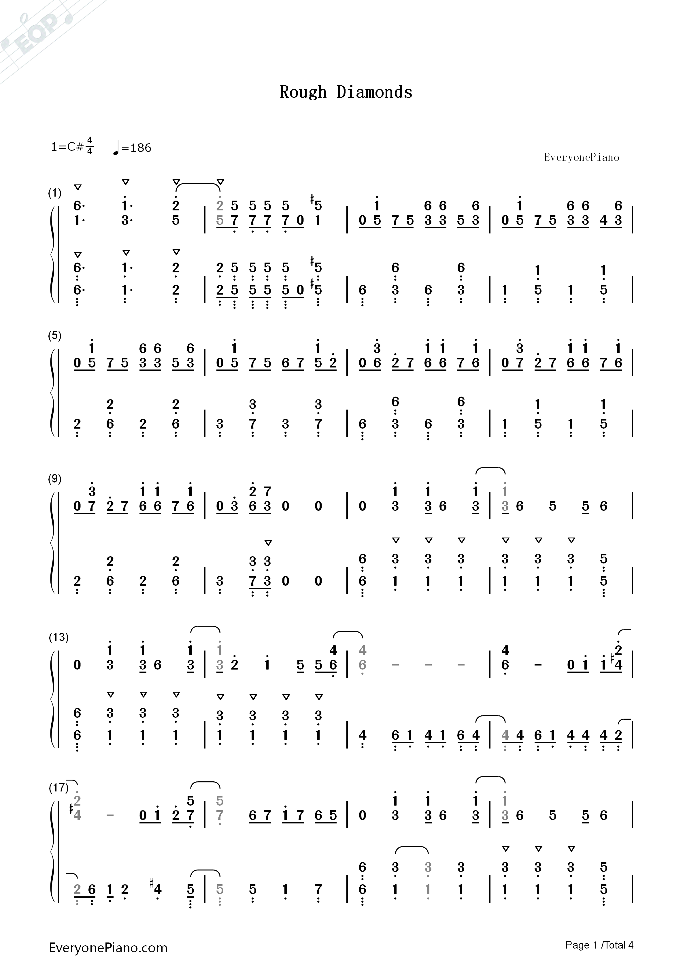 Rough_Diamonds钢琴简谱_SCREEN_mode演唱