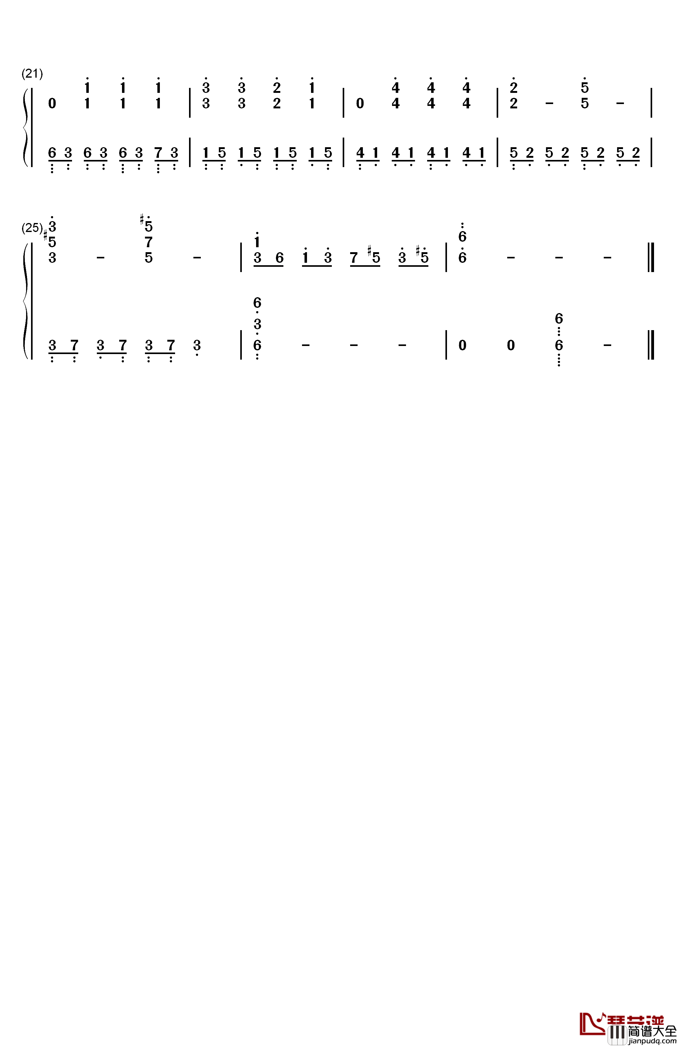 怪诞小镇主题曲钢琴简谱_数字双手_Brad_Breeck