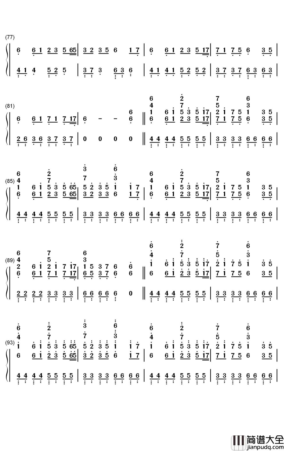 Autumn简谱_LJY歌曲_数字双手曲谱