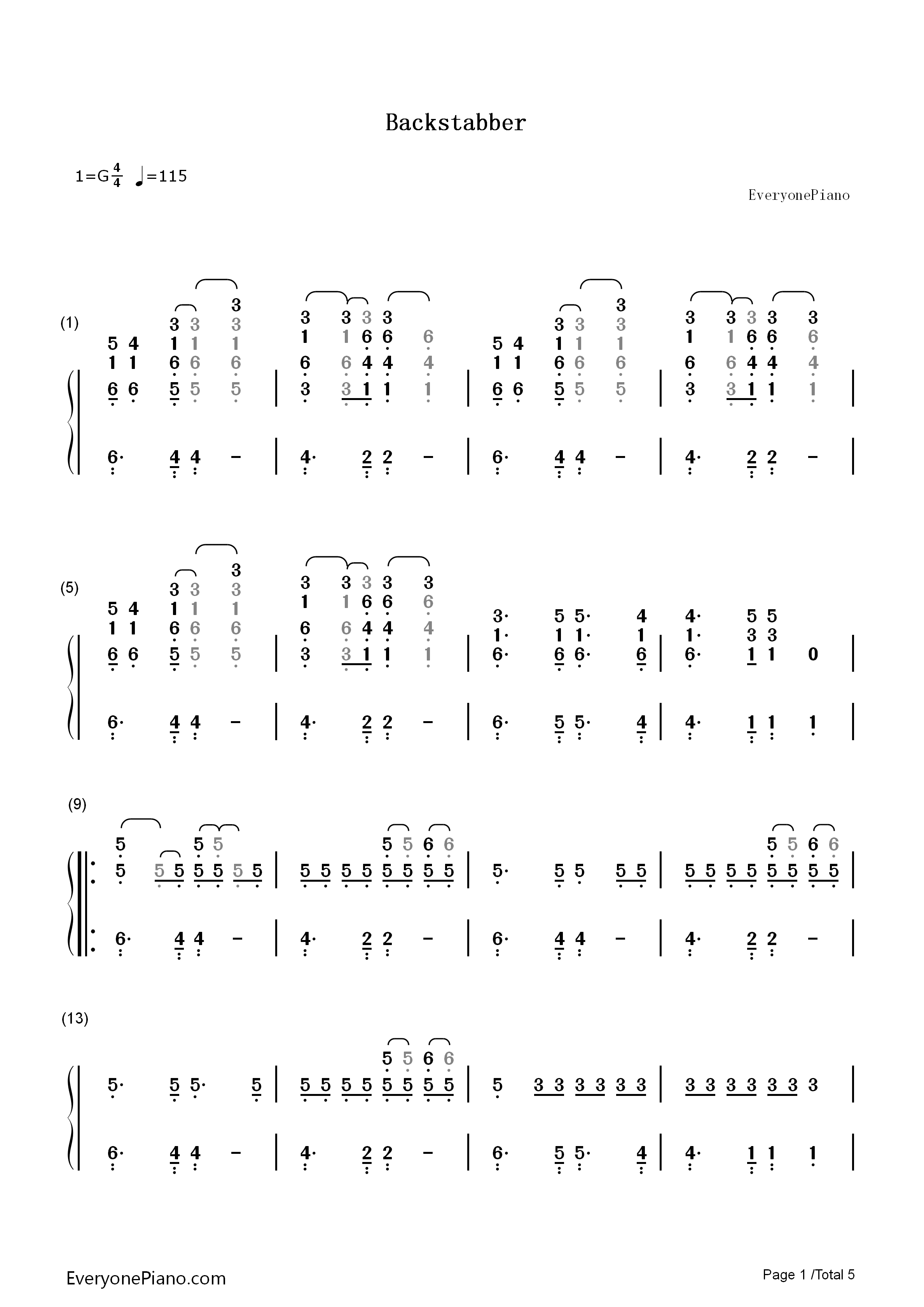 Backstabber钢琴简谱_Kesha演唱
