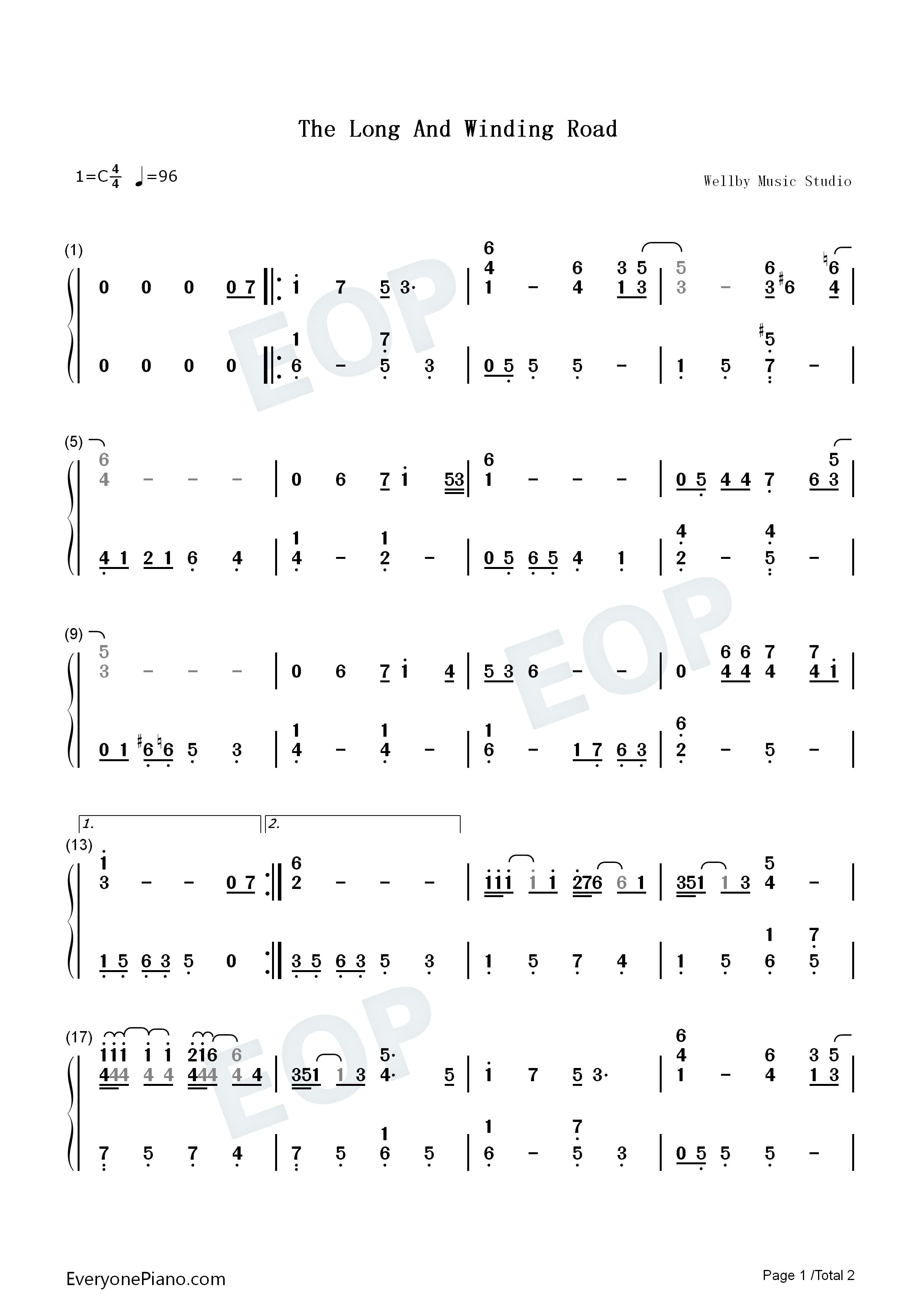 The_Long_and_Winding_Road钢琴简谱_The_Beatles演唱