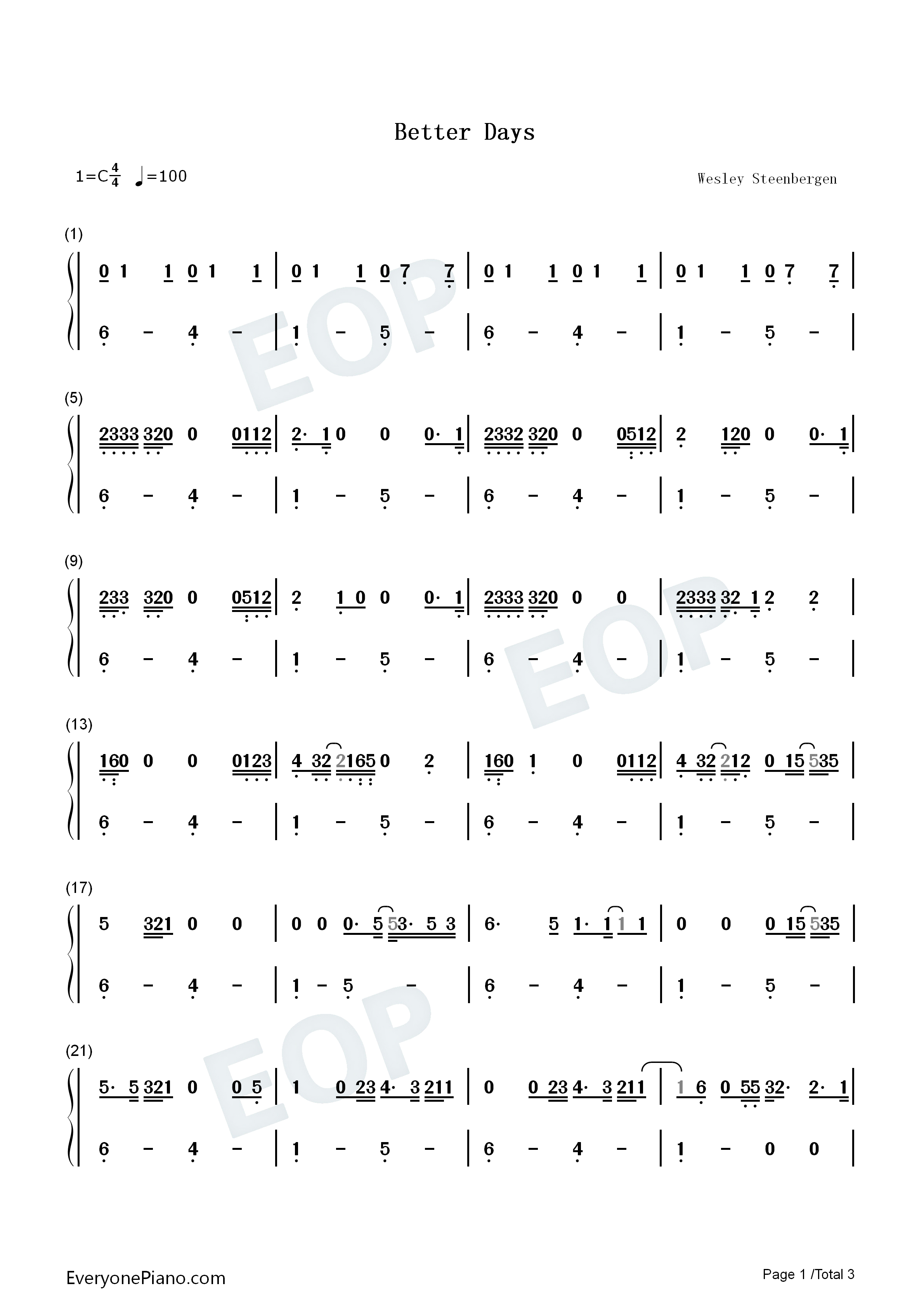 Better_Days钢琴简谱_Dermot_Kennedy演唱