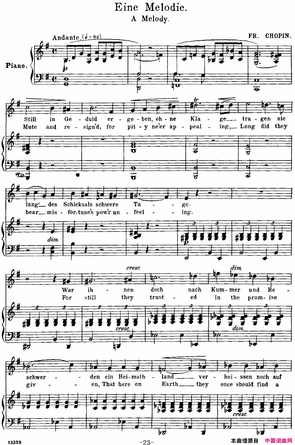 Chopin_17PolishSongsOp.74，No.9EineMelodie.AMelody.钢琴伴奏谱Chopin_17_Polish_Songs_Op.74，No.9Eine_Melodie