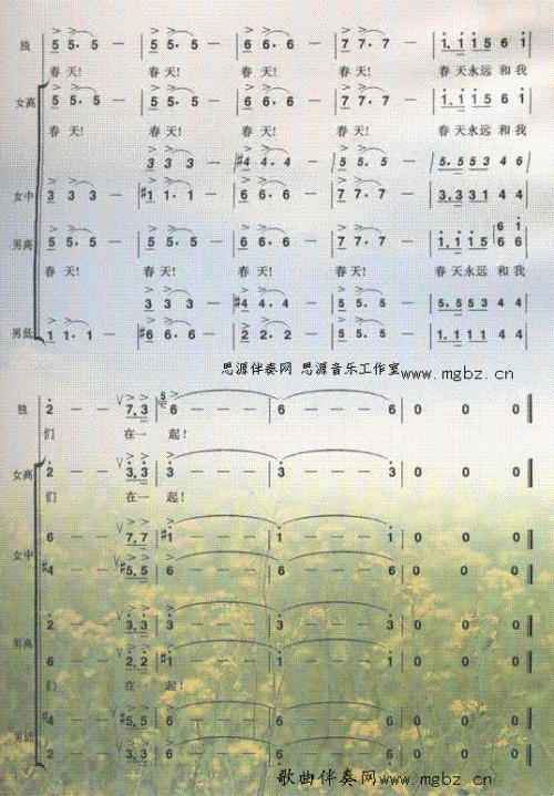春天的祝福____可听简谱
