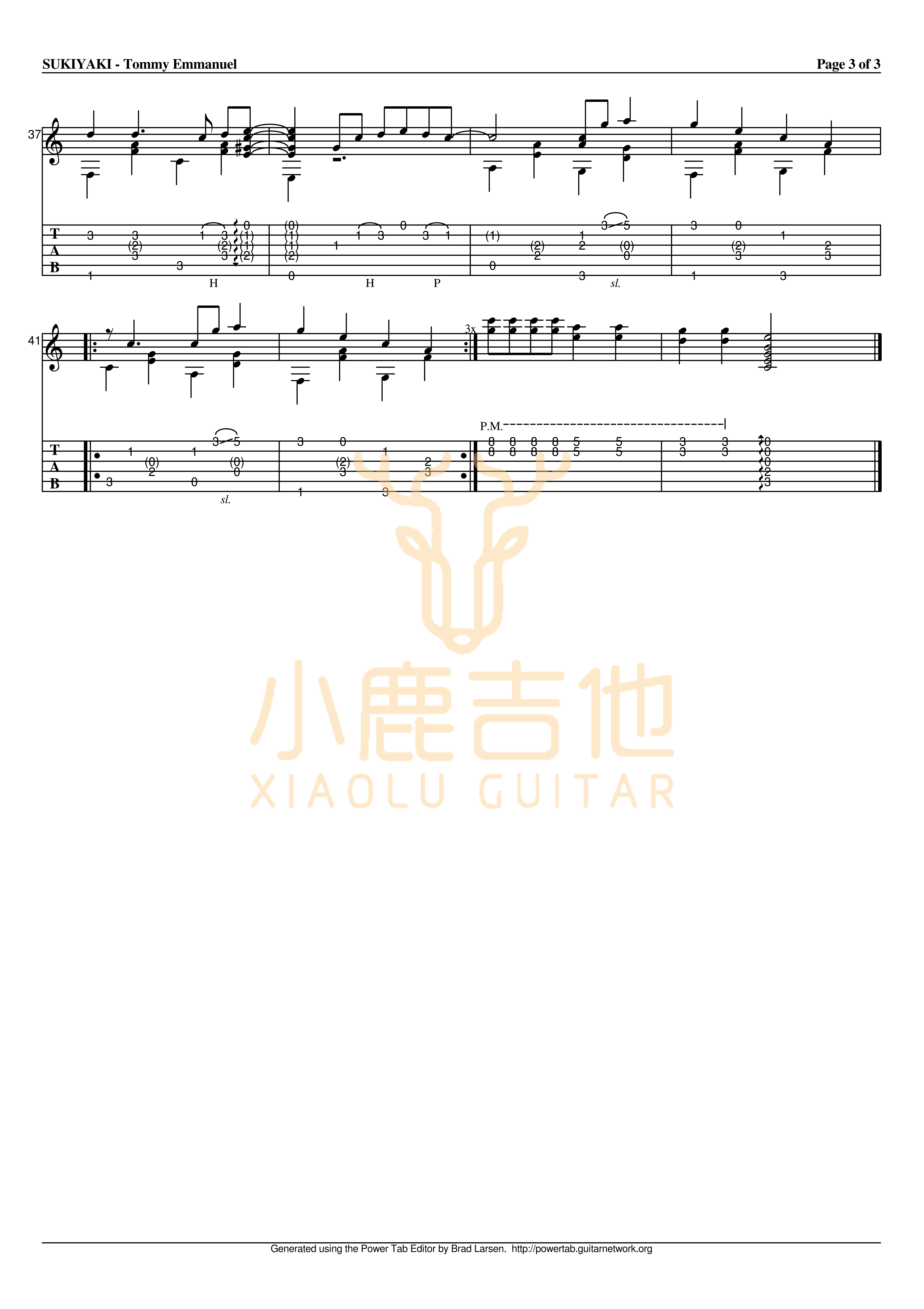SUKIYAKI_Tommy_Emmanuel指弹吉他谱（小鹿吉他）