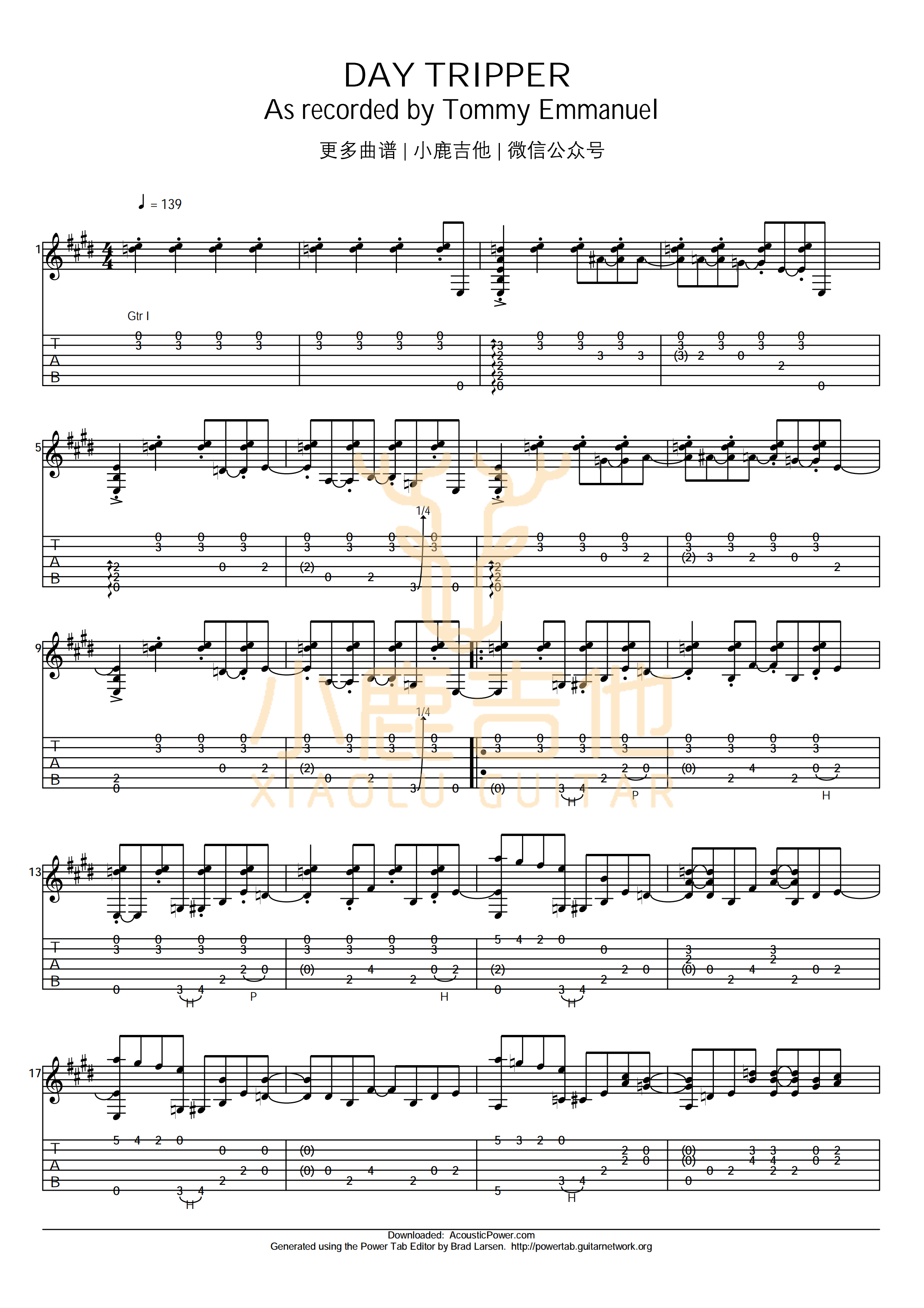 Day_Tripper_Tommy_Emmanuel指弹吉他谱_小鹿吉他
