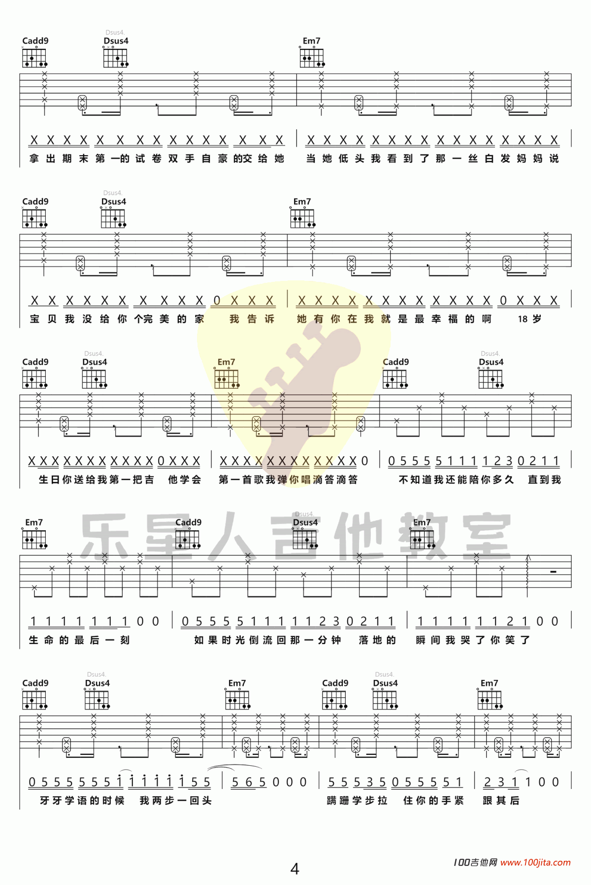 MOM吉他谱_蜡笔小心(曹可心)_C调吉他弹唱谱六线谱