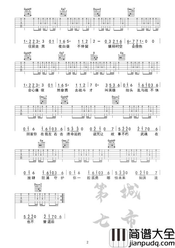 破茧吉他谱_张韶涵__破茧_C调原版弹唱六线谱