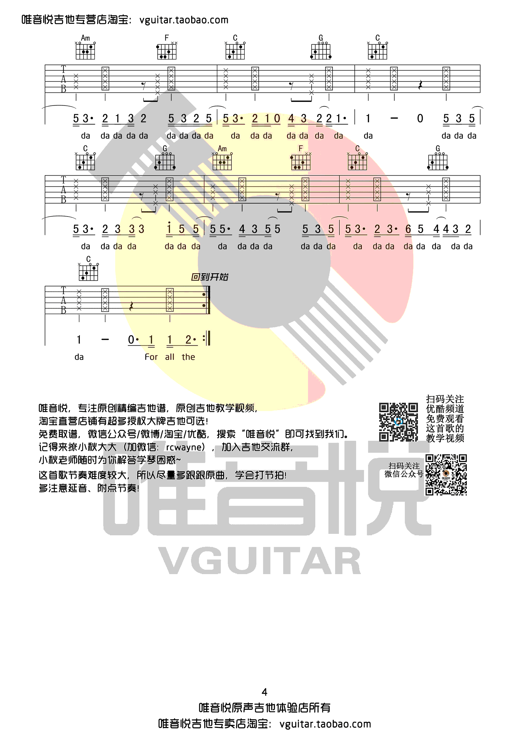 _Love_Yourself_吉他谱_Justin_Bieber_C调简单版弹唱谱_高清六线谱