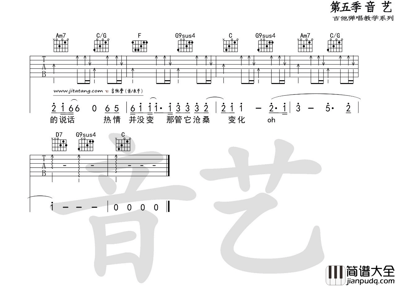 _遥远的她_吉他谱_张学友_C调原版弹唱六线谱