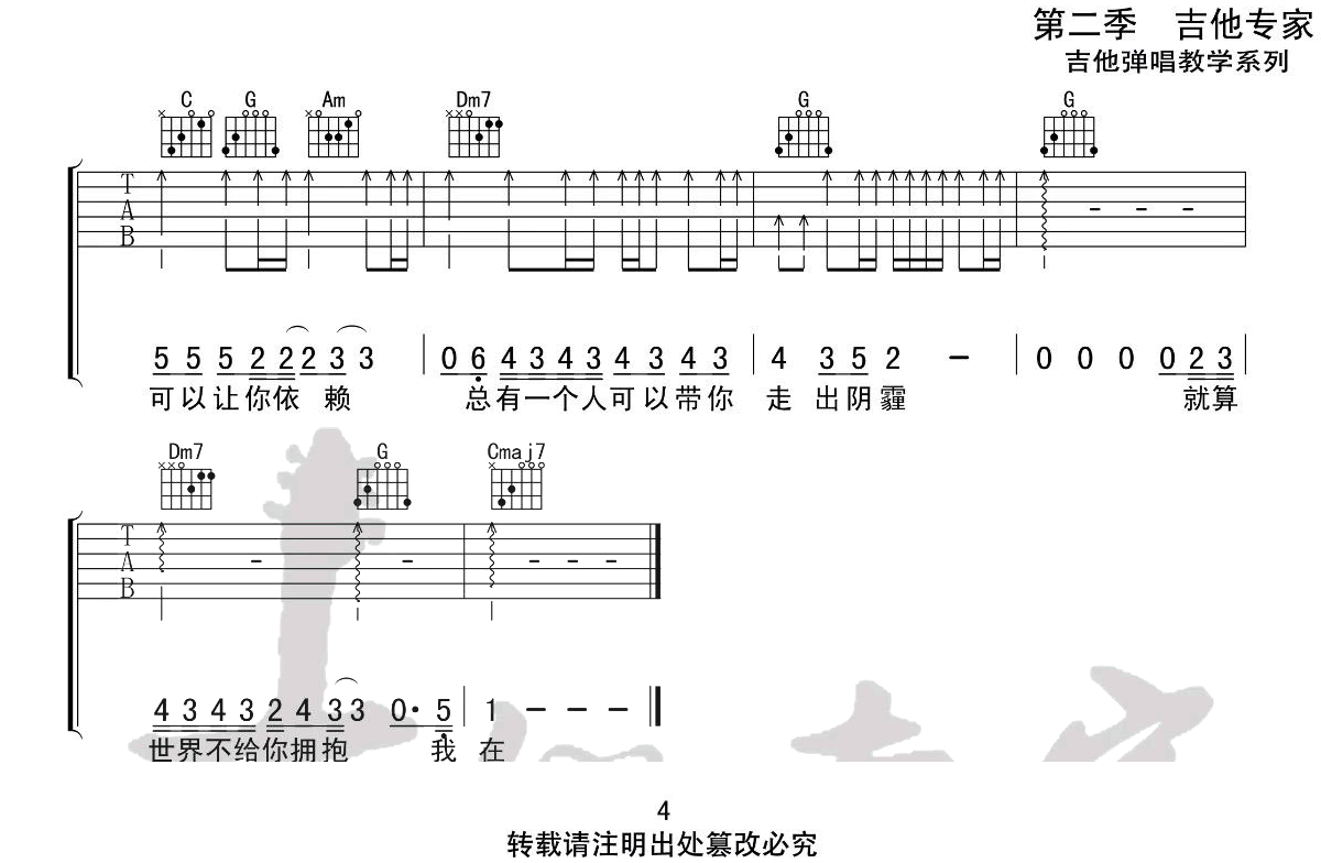 _别怕我在_吉他谱_隔壁老樊_C调原版弹唱六线谱
