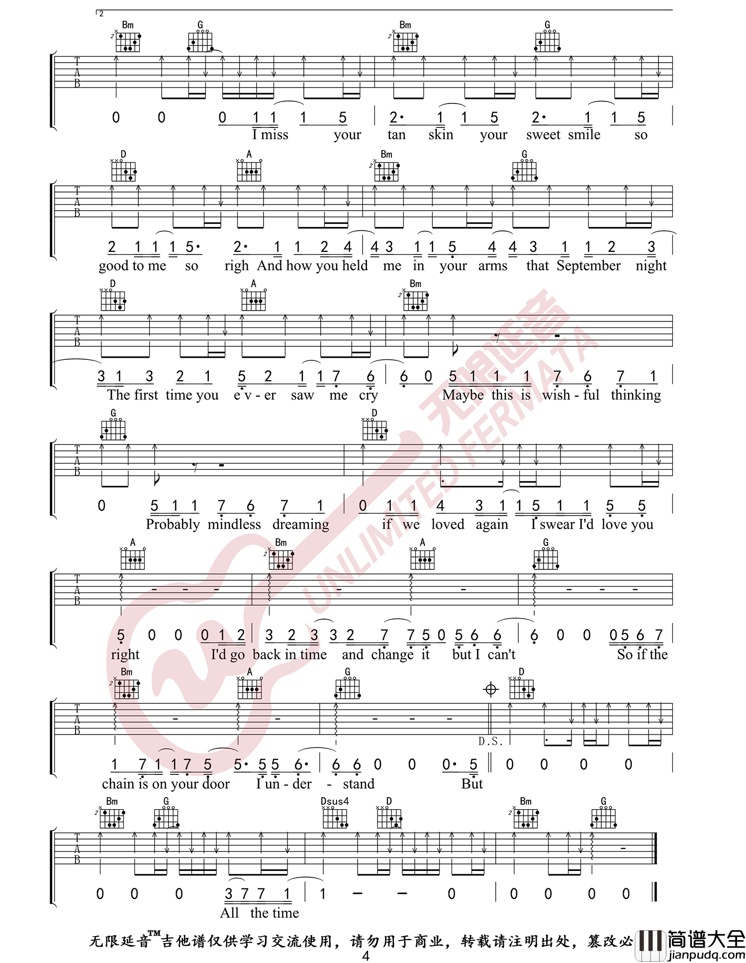 _Back_To_December_吉他谱_Taylor_Swift_D调原版弹唱六线谱
