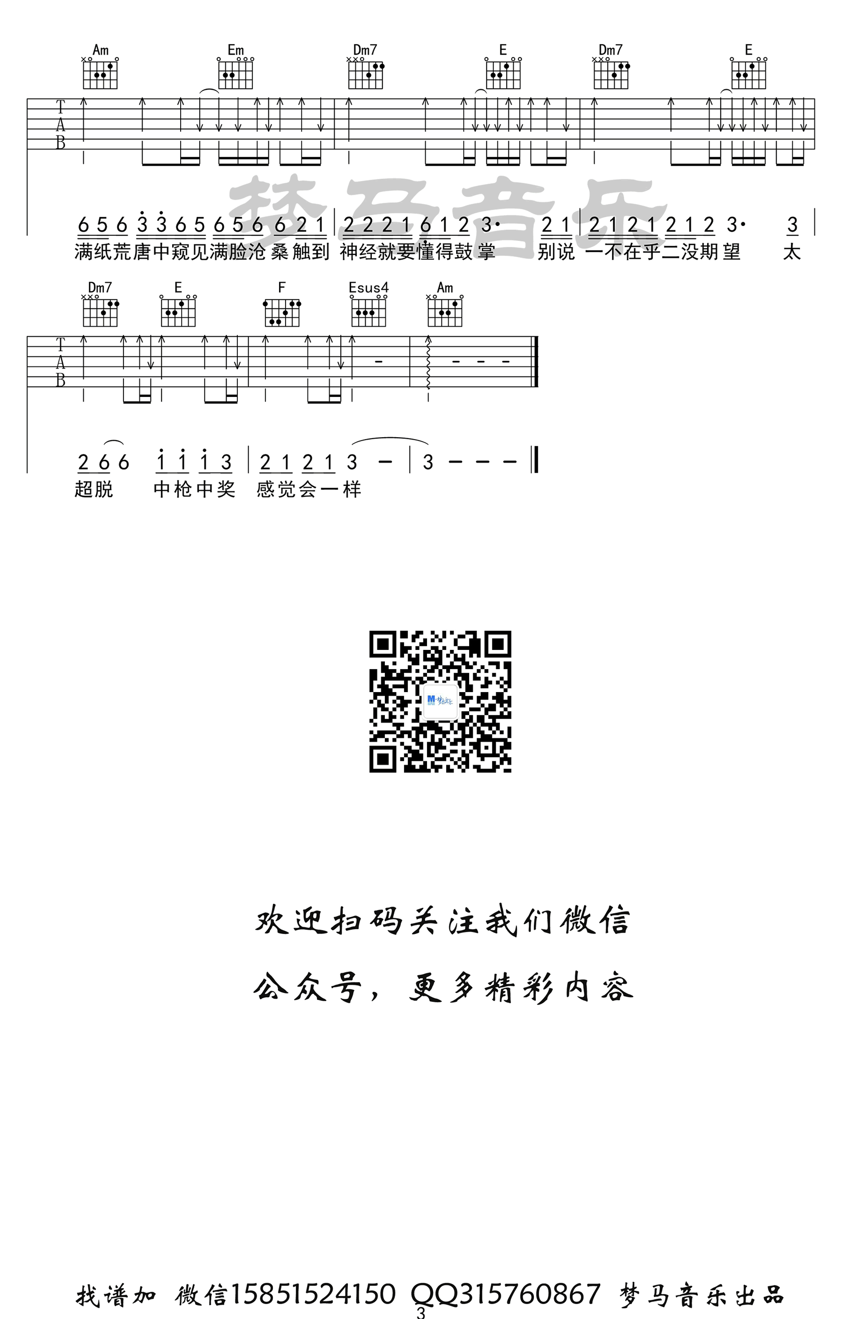 雅俗共赏吉他谱_许嵩_C调弹唱谱_吉他演示视频